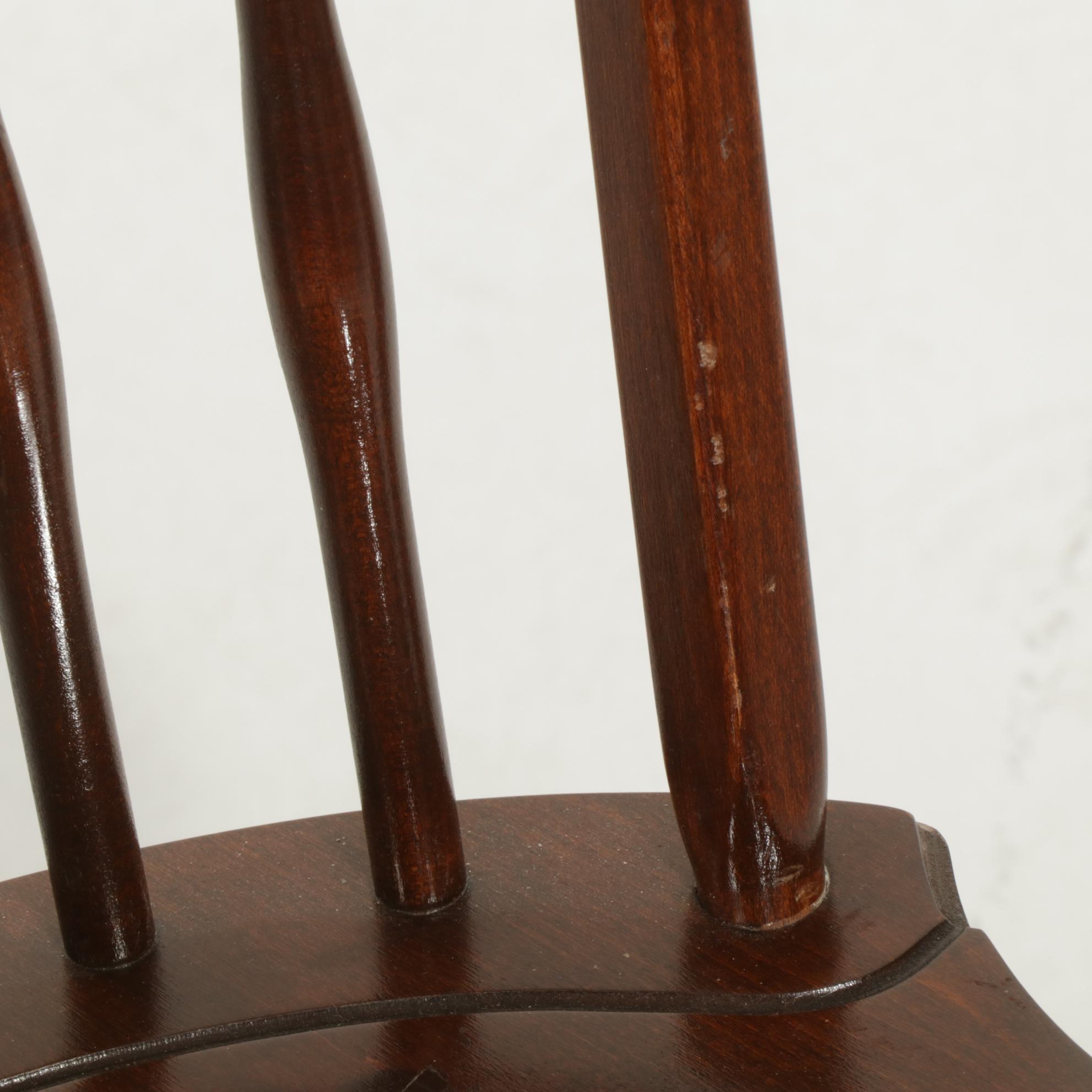 Four E.R. Buck Solid Maple Windsor Chairs, Late 20th Century