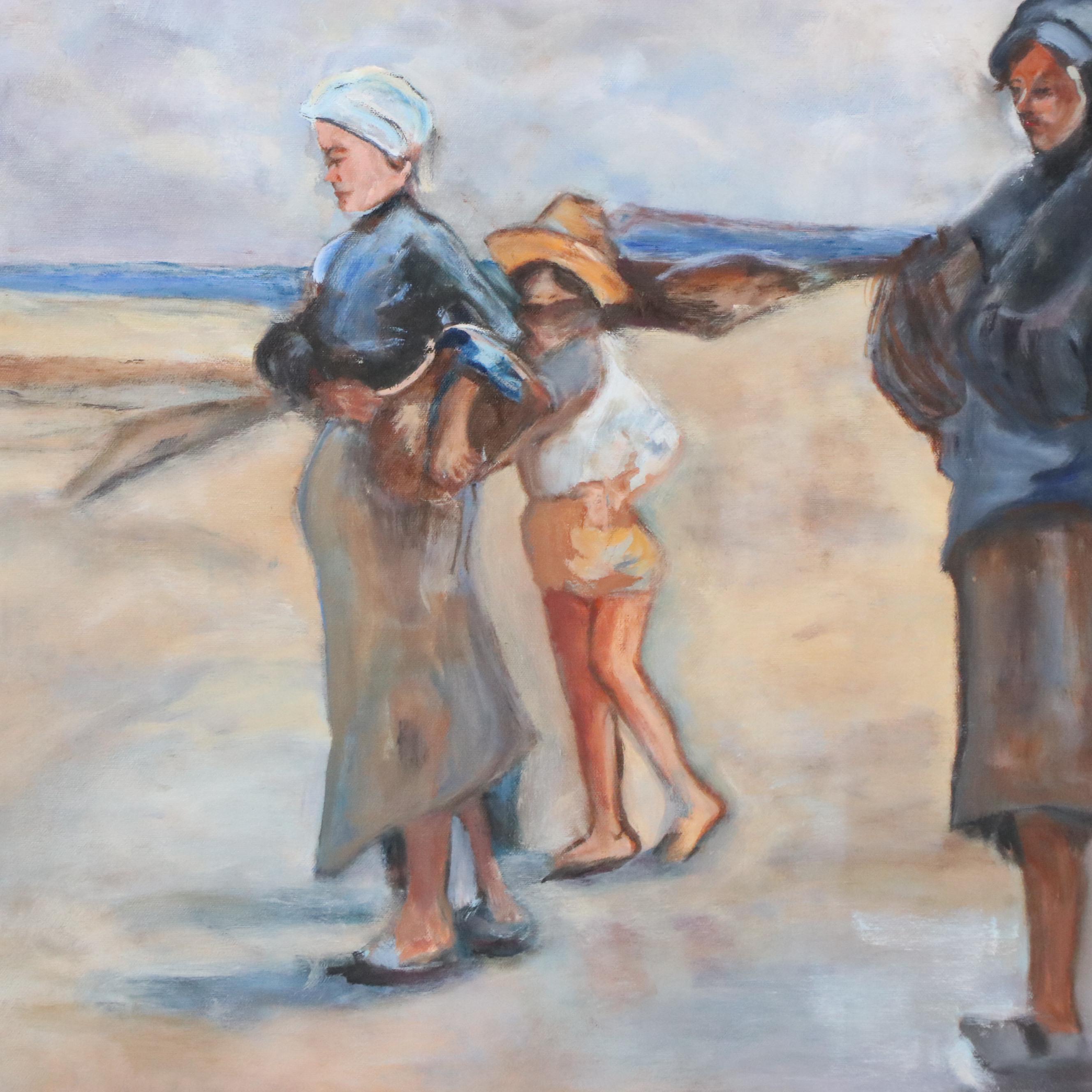 Oil Painting After John Singer Sargent "The Oyster Gatherers Of Cancale"