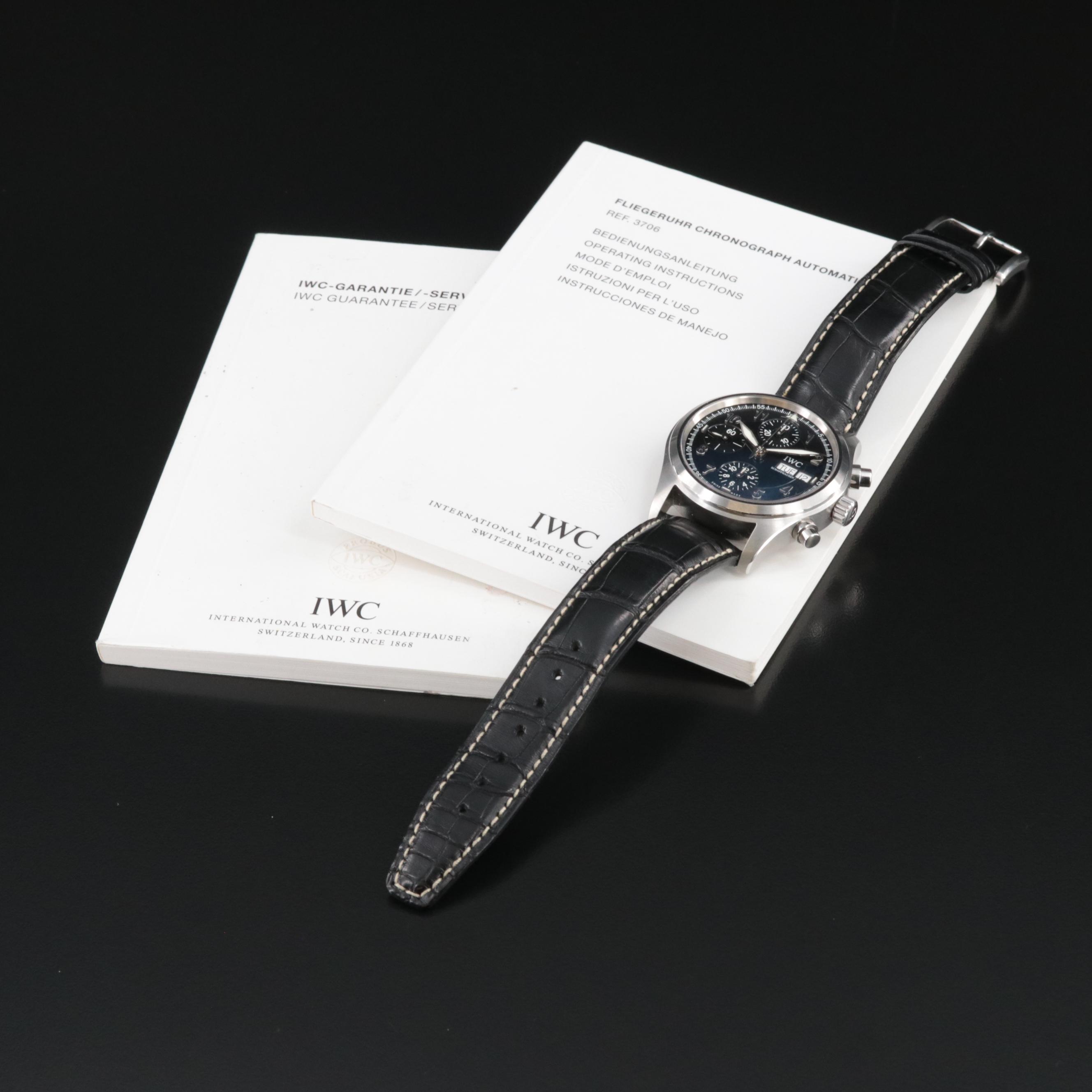 IWC Pilot Spitfire Chronograph 39mm Steel Black Automatic Watch