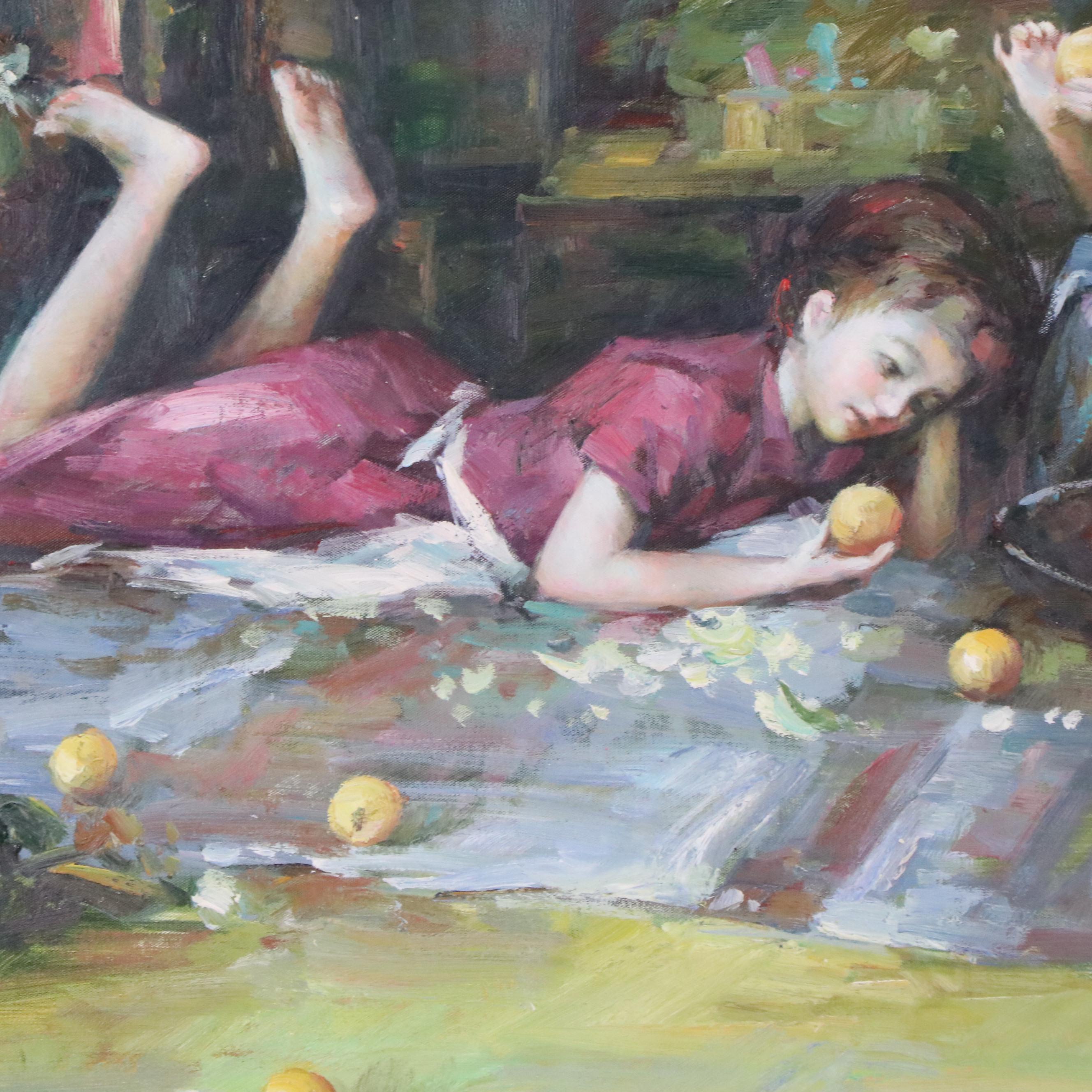 Oil Painting After Morgan Weistling "Apples and Oranges"