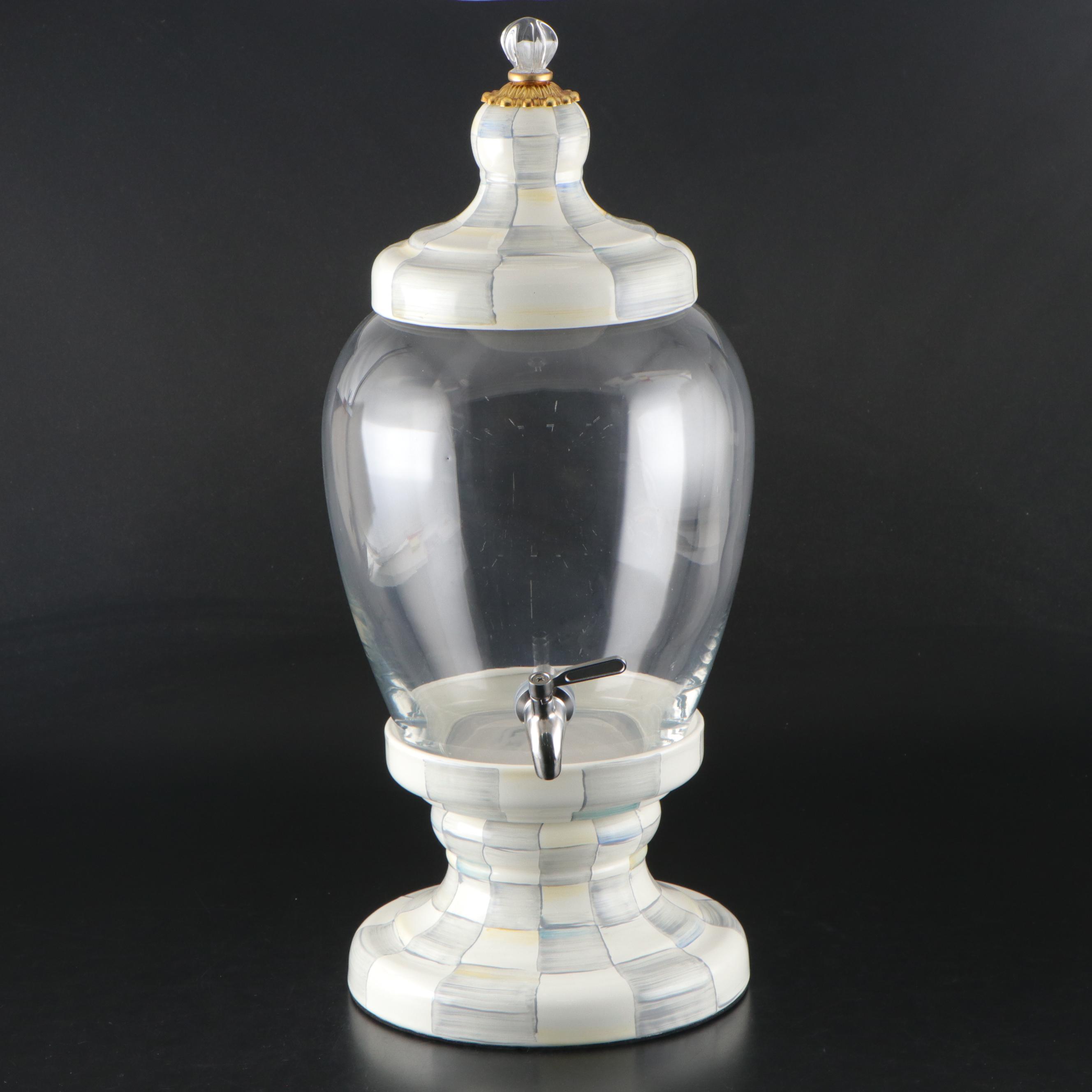 MacKenzie-Childs Checkered Pattern Enameled Metal Drink Dispenser