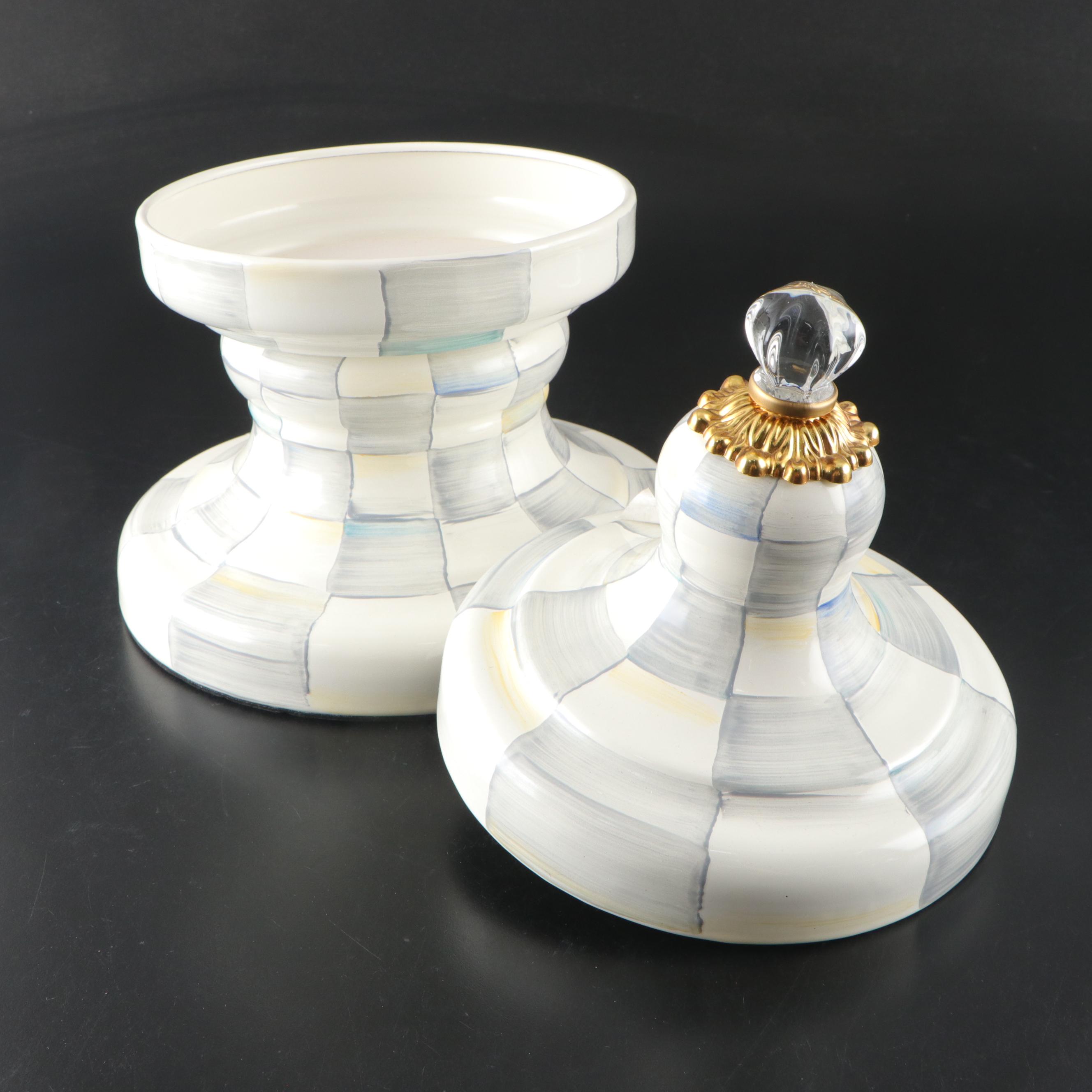 MacKenzie-Childs Checkered Pattern Enameled Metal Drink Dispenser