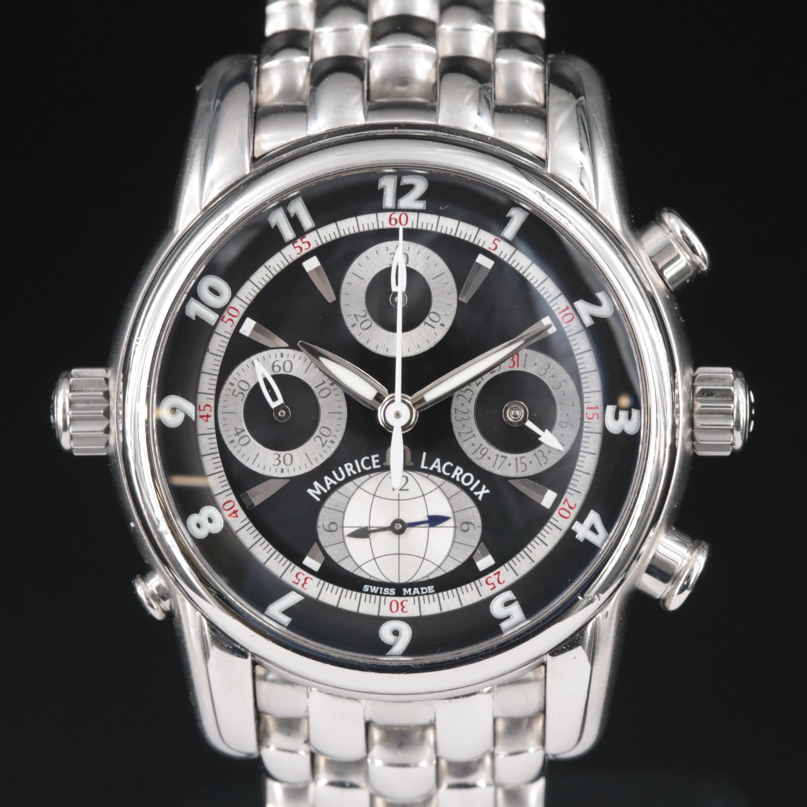 Maurice Lacroix Masterpiece Chronograph Globe GMT 43mm Automatic Watch