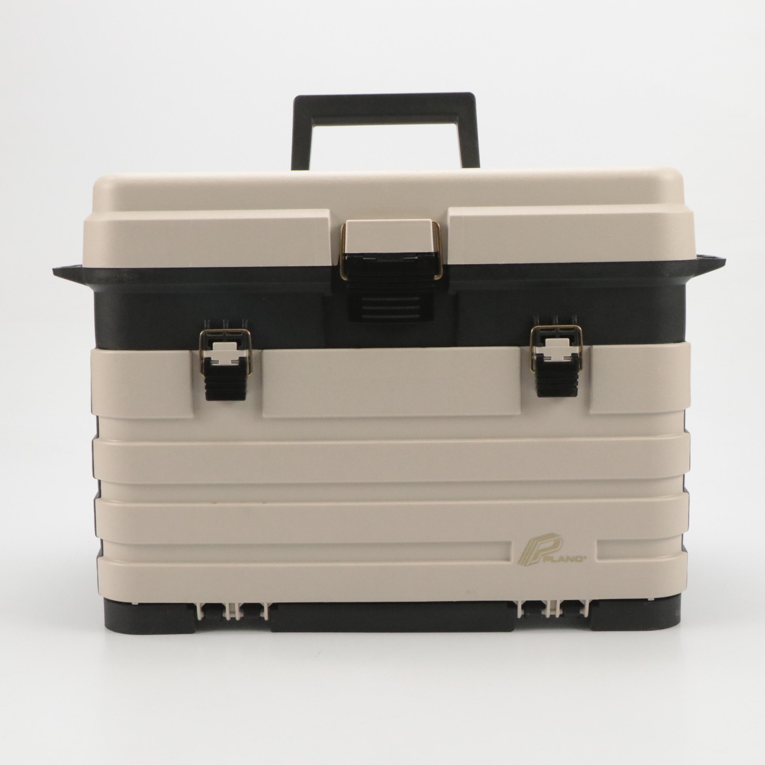 Plano Stacking Four-Drawer Tackle Box with Fishing Gear, Floats, Lures