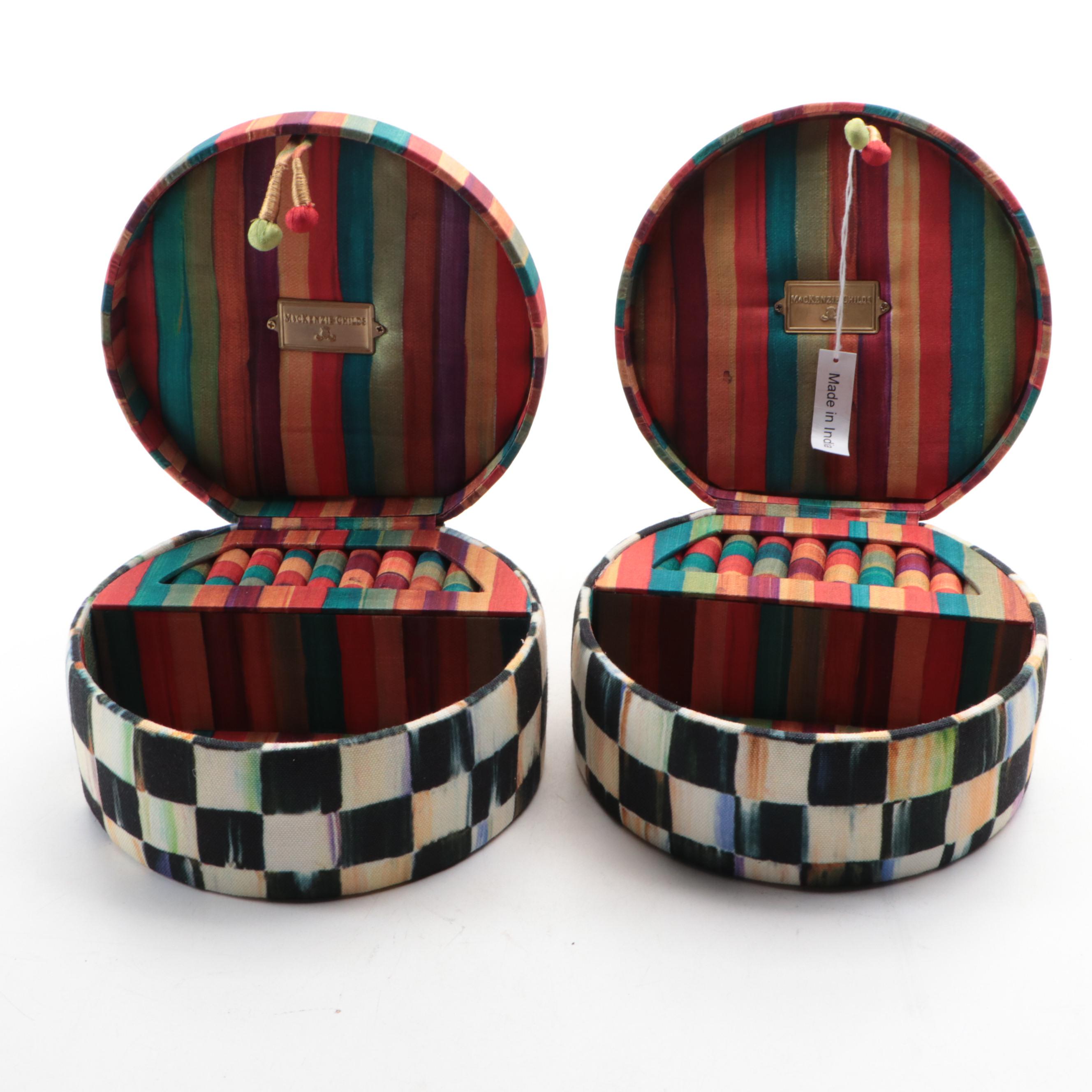 Pair of MacKenzie-Childs "Courtly Check" Fabric Jewelry Boxes