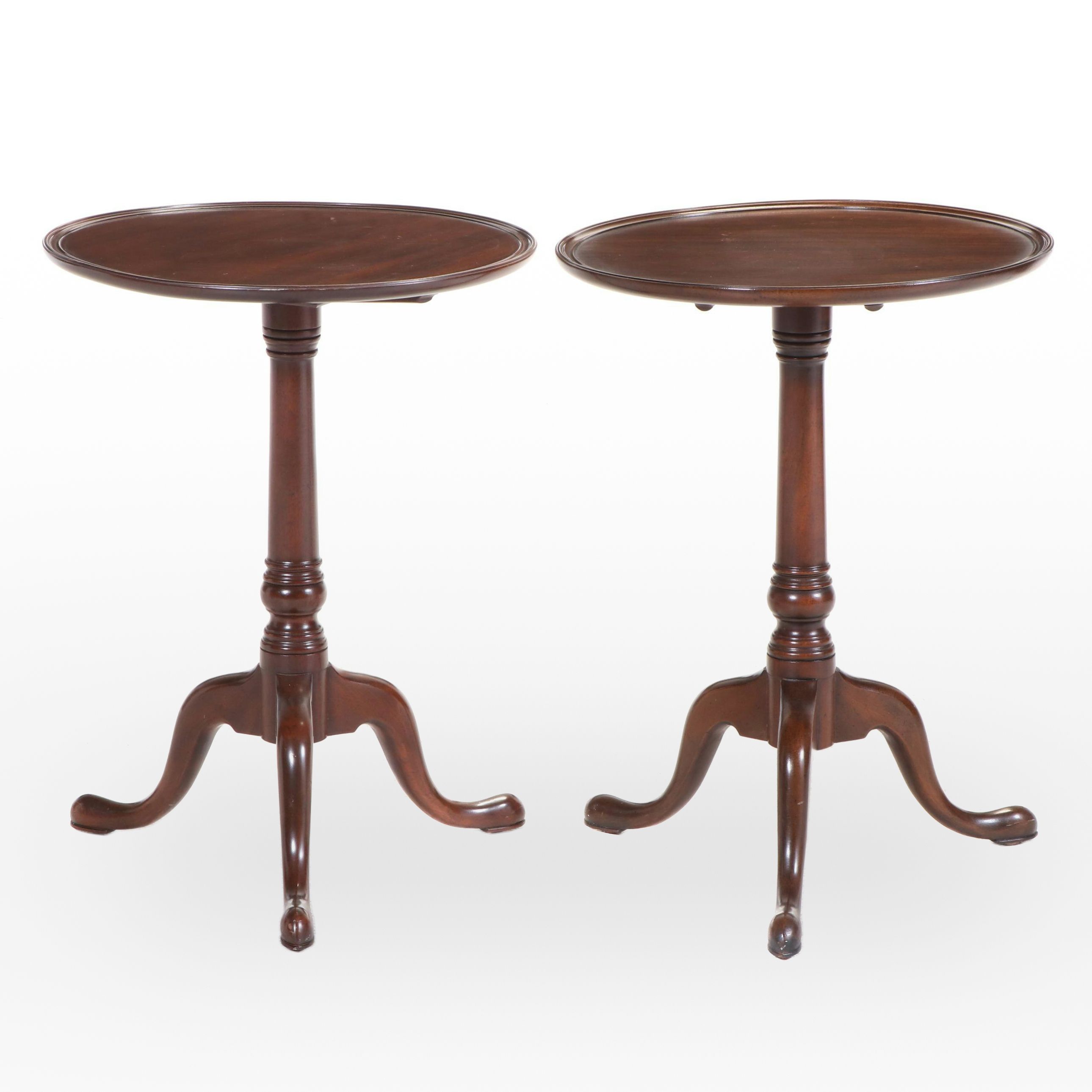 Pair of Kittinger Williamsburg Adaptation Queen Anne Style Mahogany Wine Tables