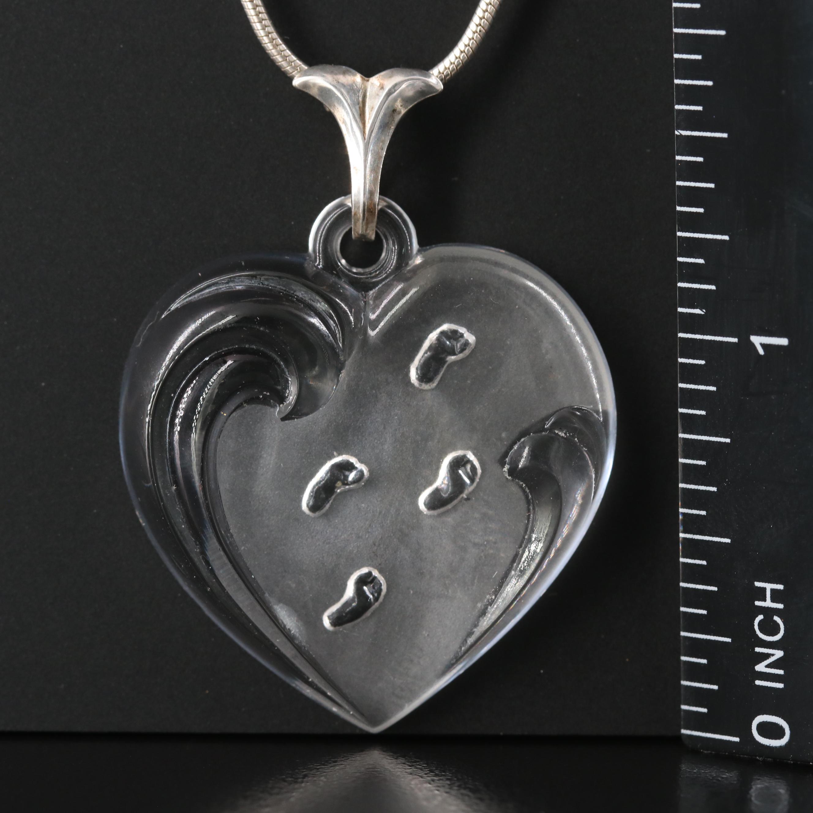 Lenox "Footprints in the Sand" Sterling Crystal Pendant Necklace