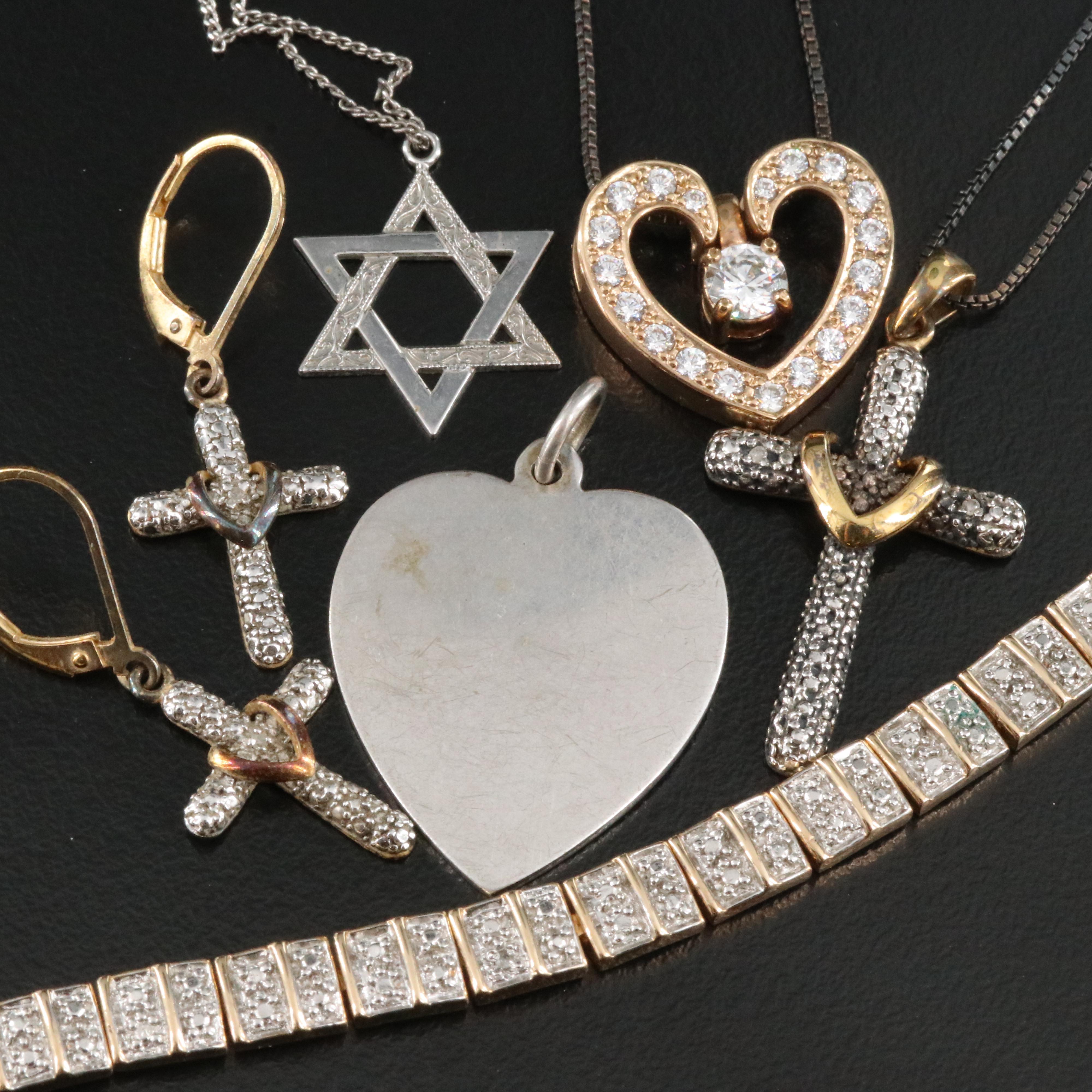 Sterling Religious Jewelry Including Diamond and CZ