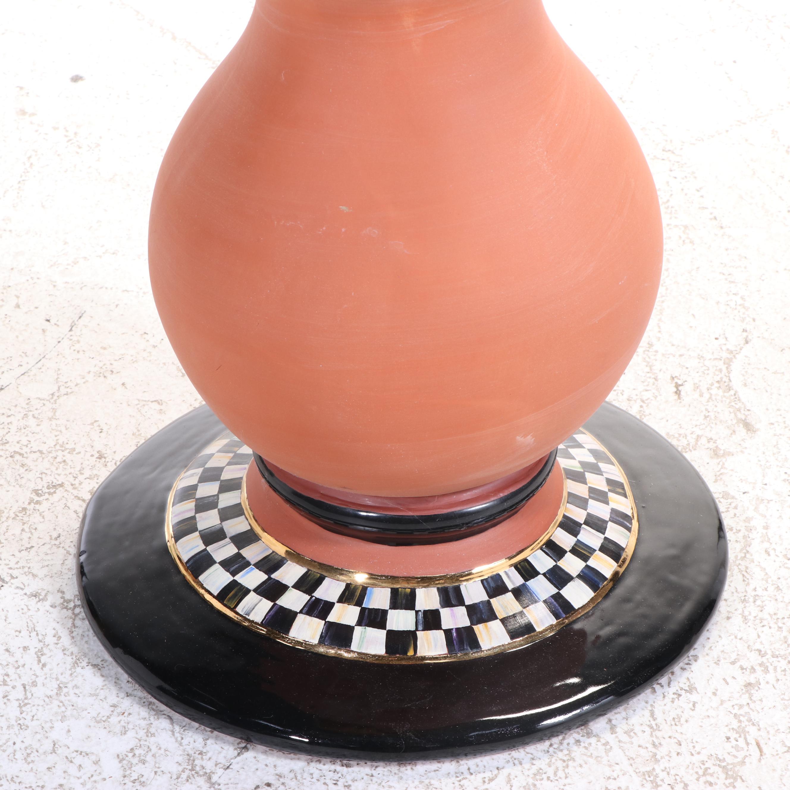 MacKenzie-Childs Courtly Check Terracotta Floor Lamp, Original Shade and Finial