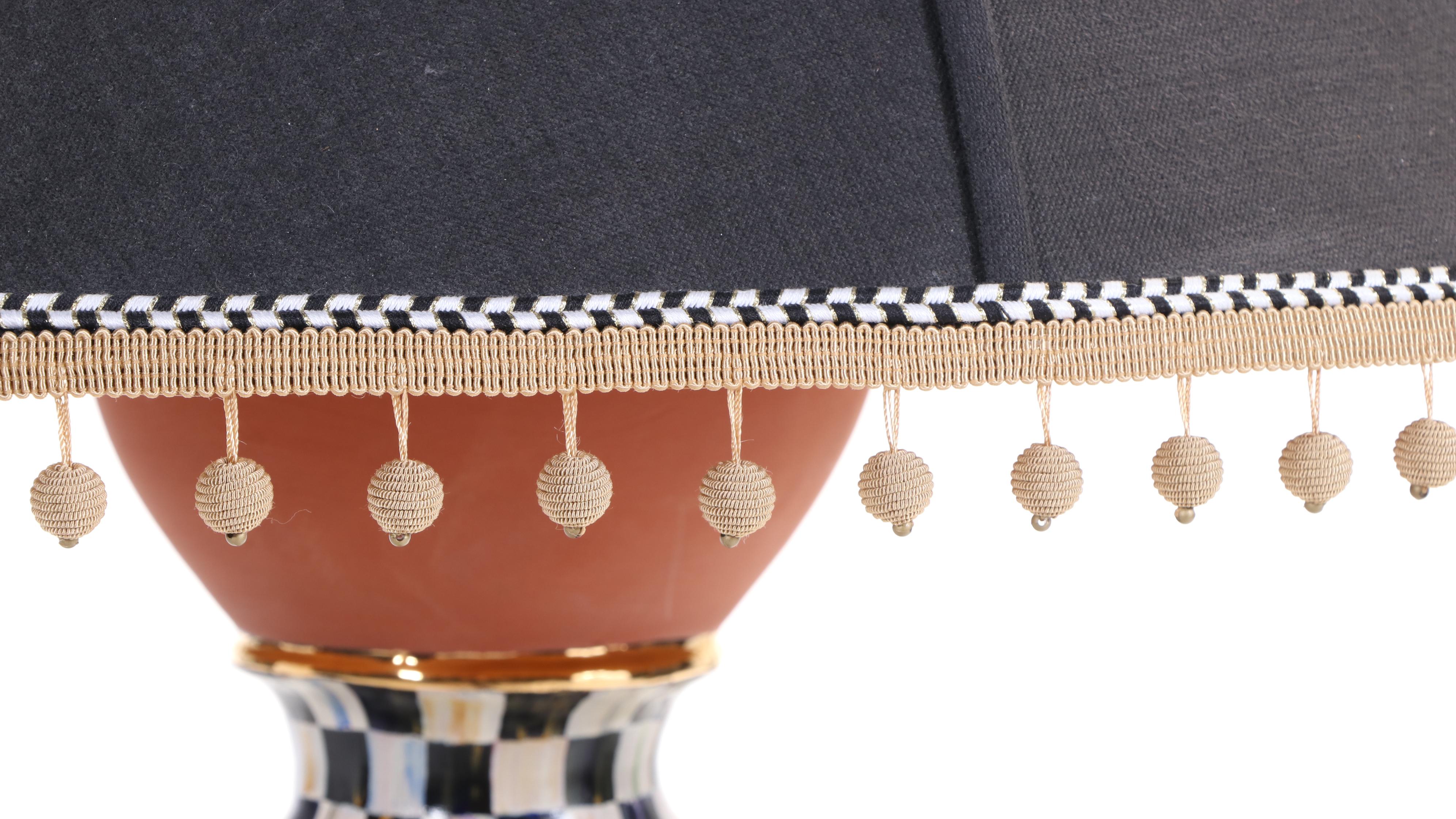 MacKenzie-Childs Courtly Check Terracotta Floor Lamp, Original Shade and Finial