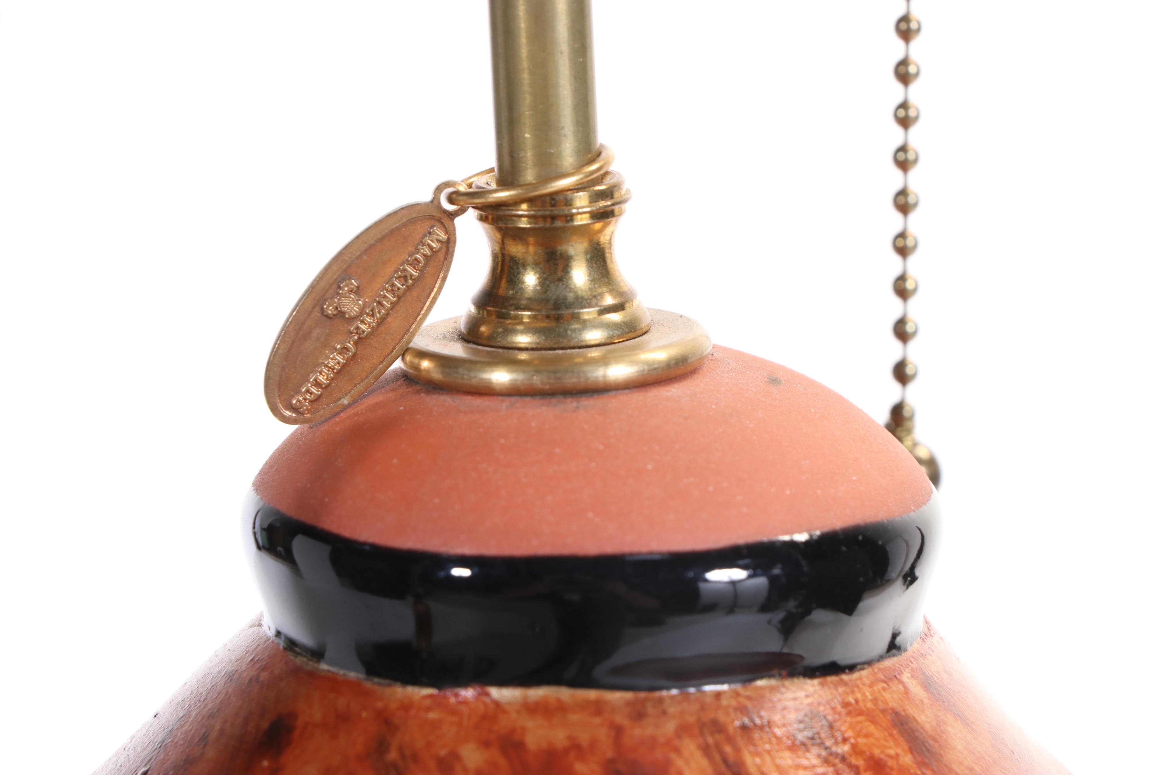 MacKenzie-Childs Courtly Check Terracotta Floor Lamp, Original Shade and Finial