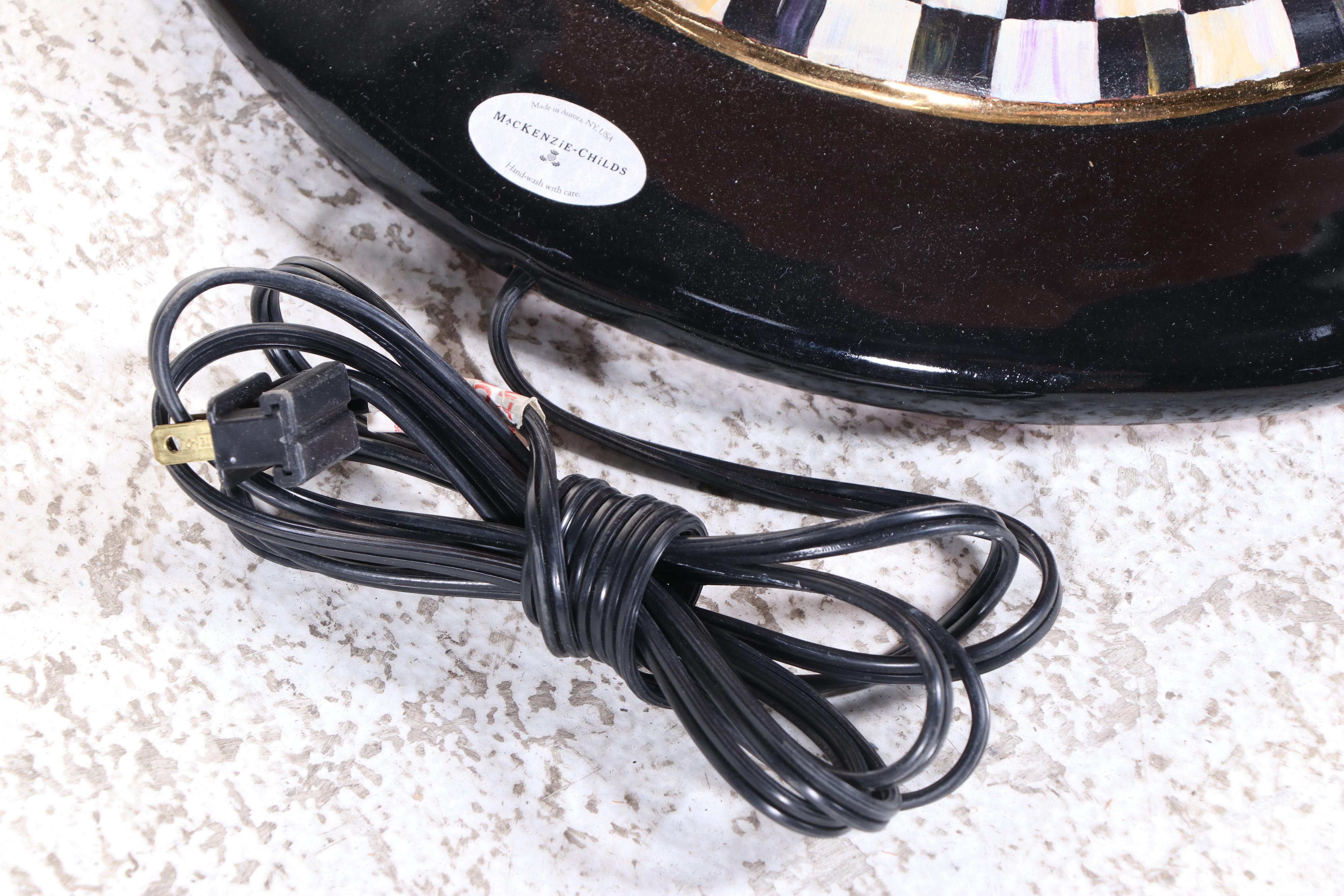 MacKenzie-Childs Courtly Check Terracotta Floor Lamp, Original Shade and Finial