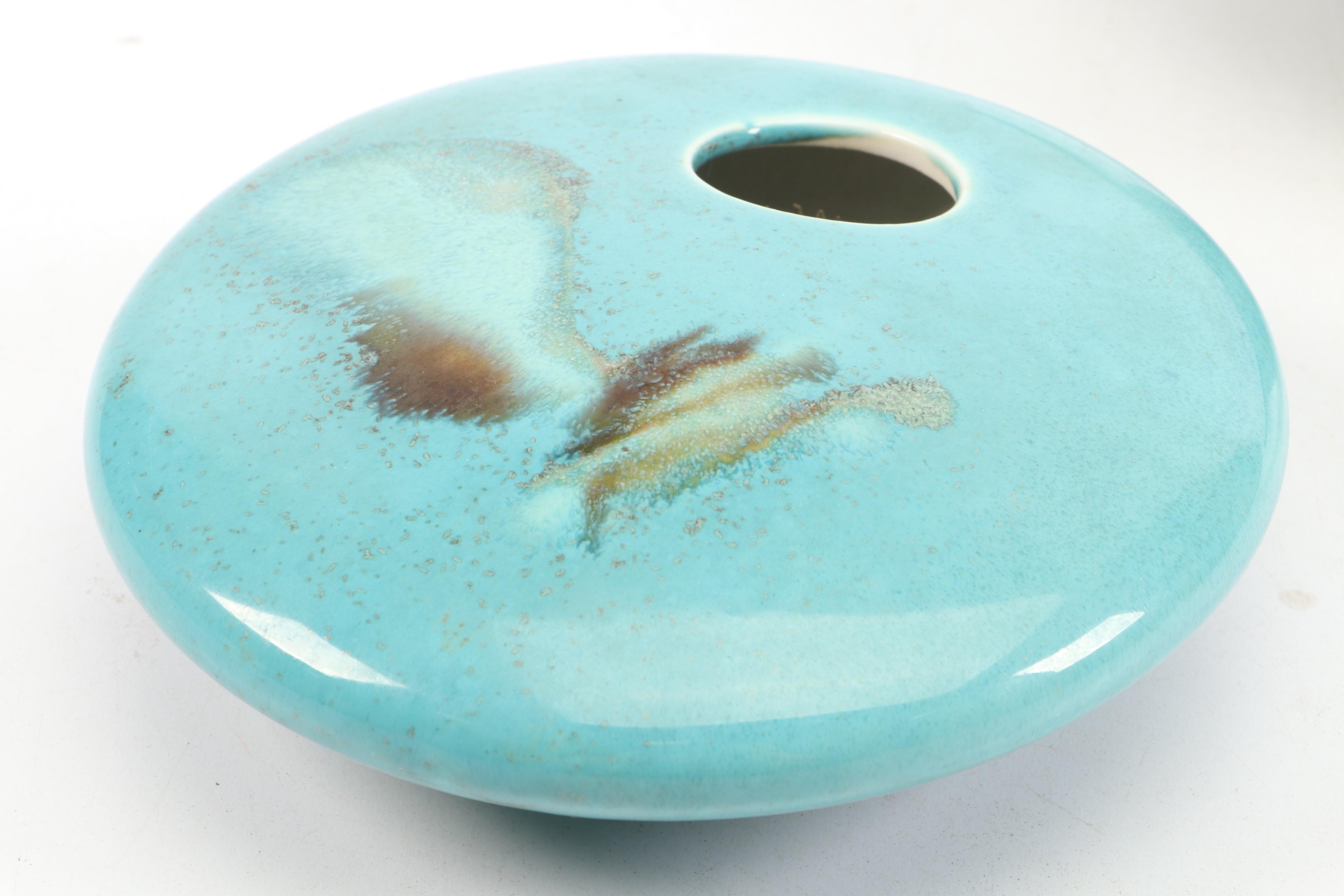 Georgetown Pottery and Ken Dahlquist Ikebana Vases with Iron Frog