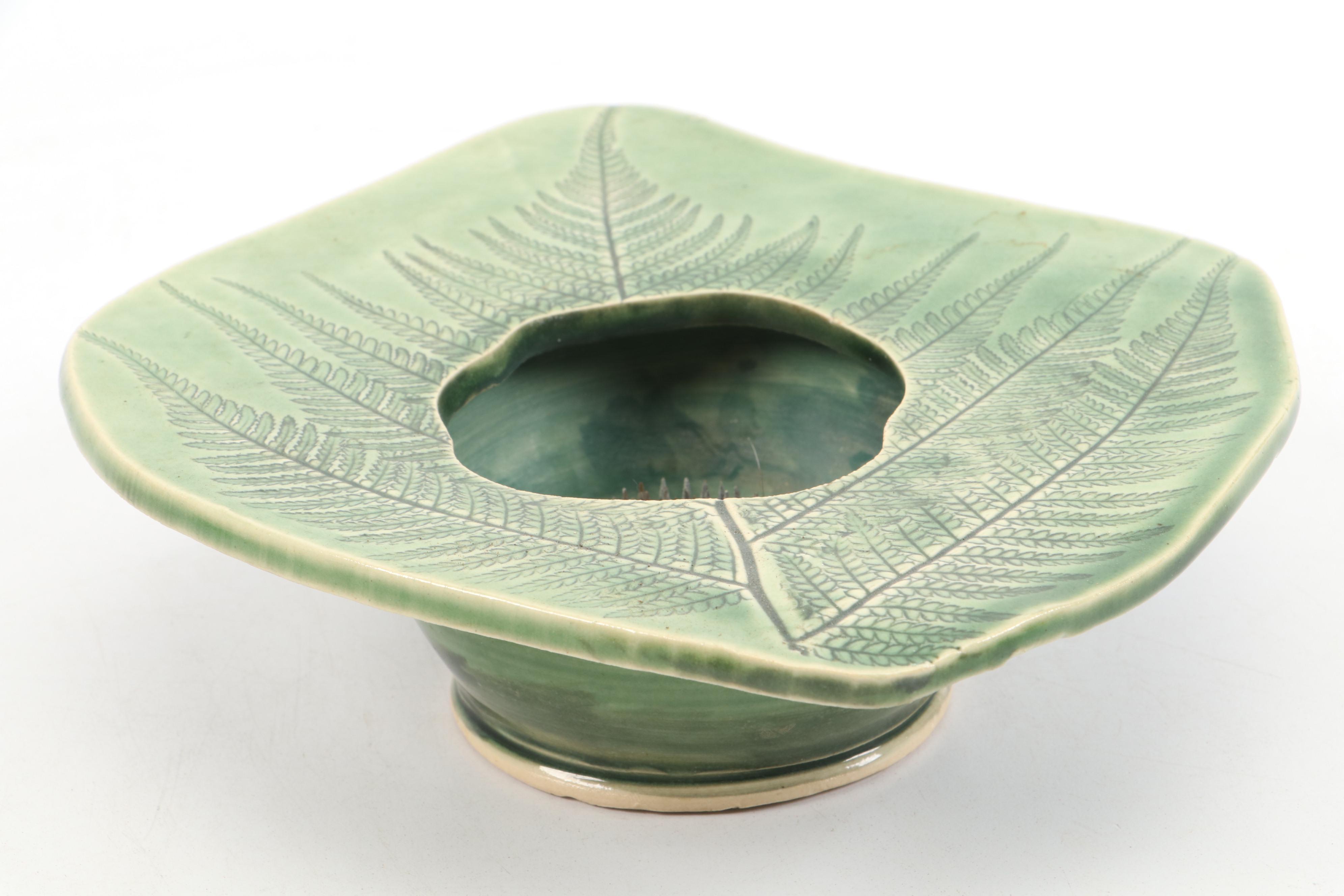 Georgetown Pottery and Ken Dahlquist Ikebana Vases with Iron Frog