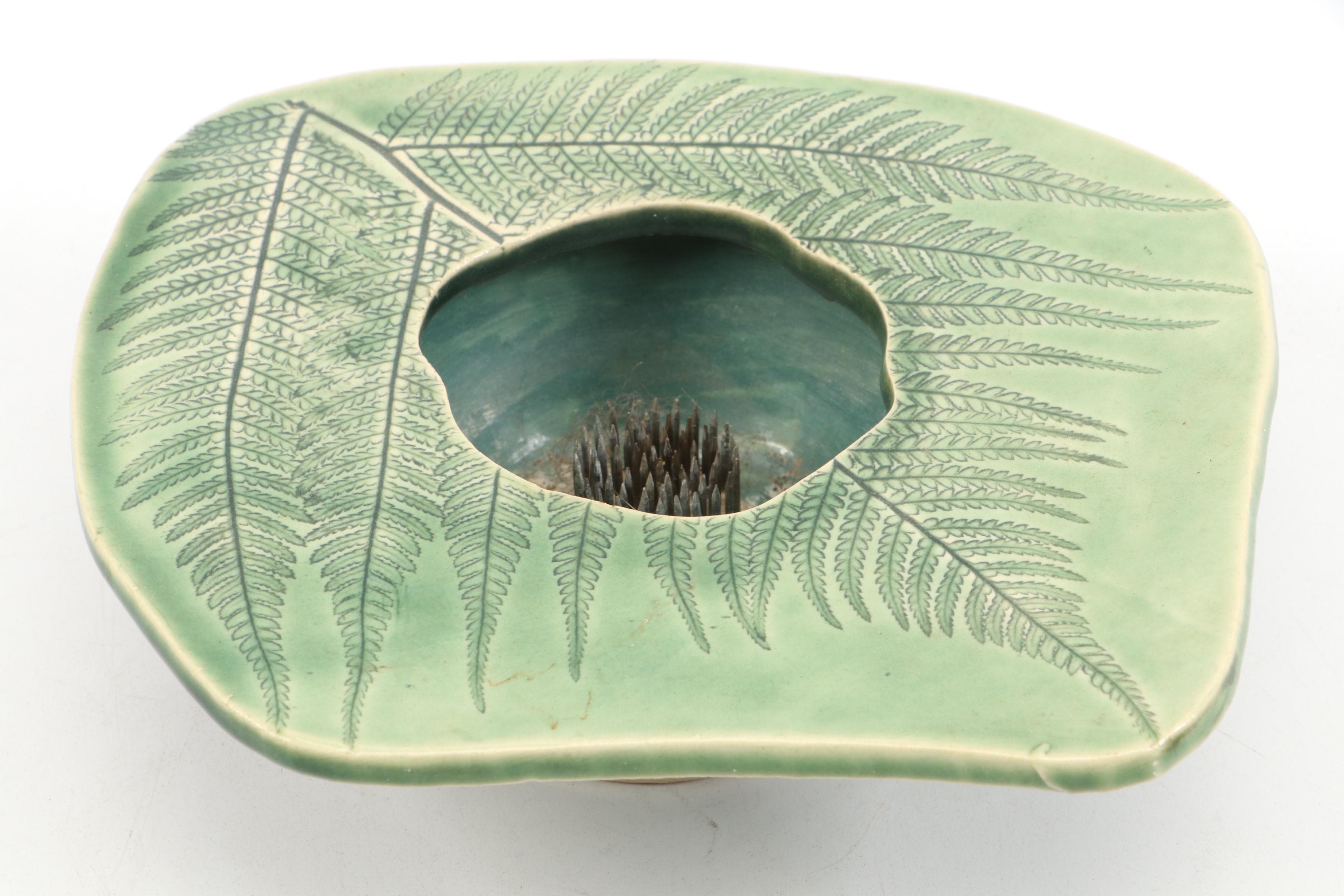 Georgetown Pottery and Ken Dahlquist Ikebana Vases with Iron Frog