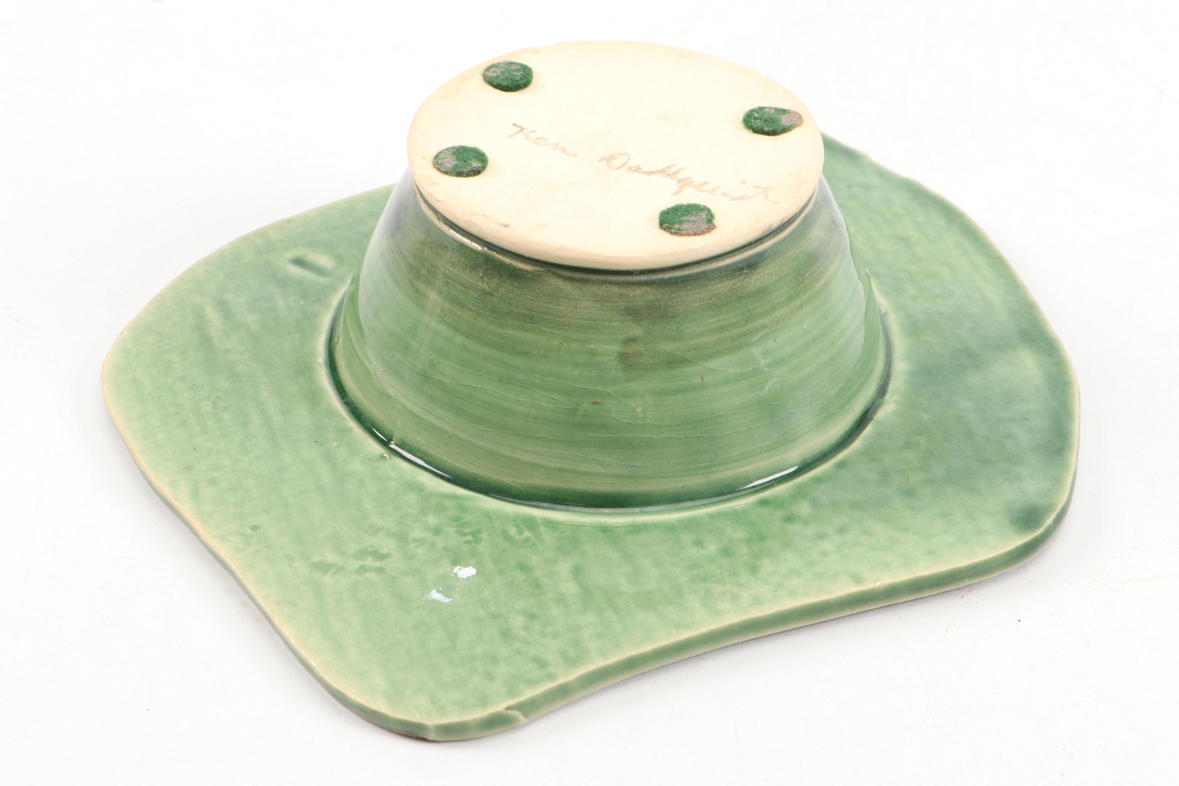 Georgetown Pottery and Ken Dahlquist Ikebana Vases with Iron Frog