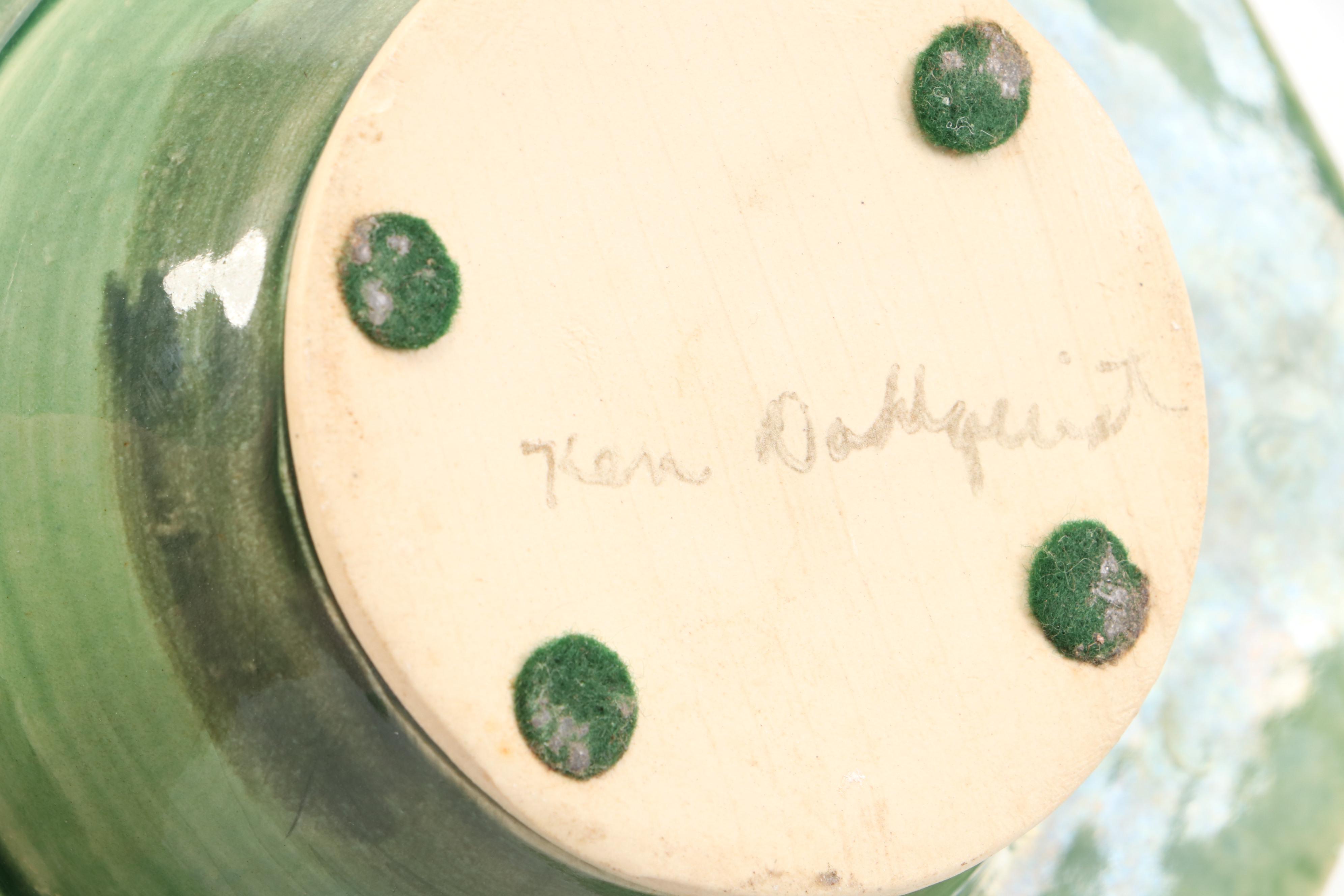 Georgetown Pottery and Ken Dahlquist Ikebana Vases with Iron Frog