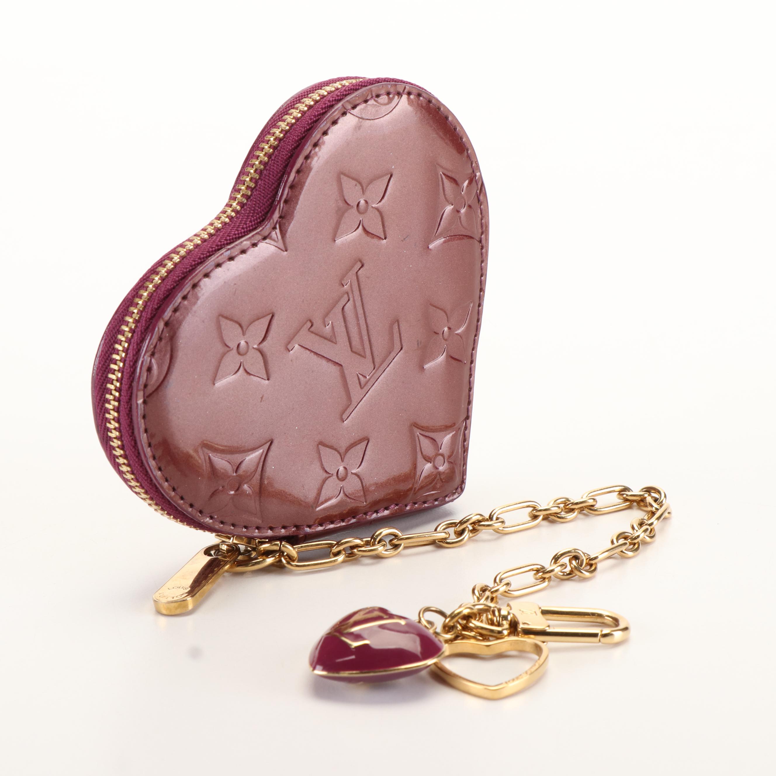 Louis Vuitton Sun Blossom Purple Heart Shaped Coin Purse with Key Chain