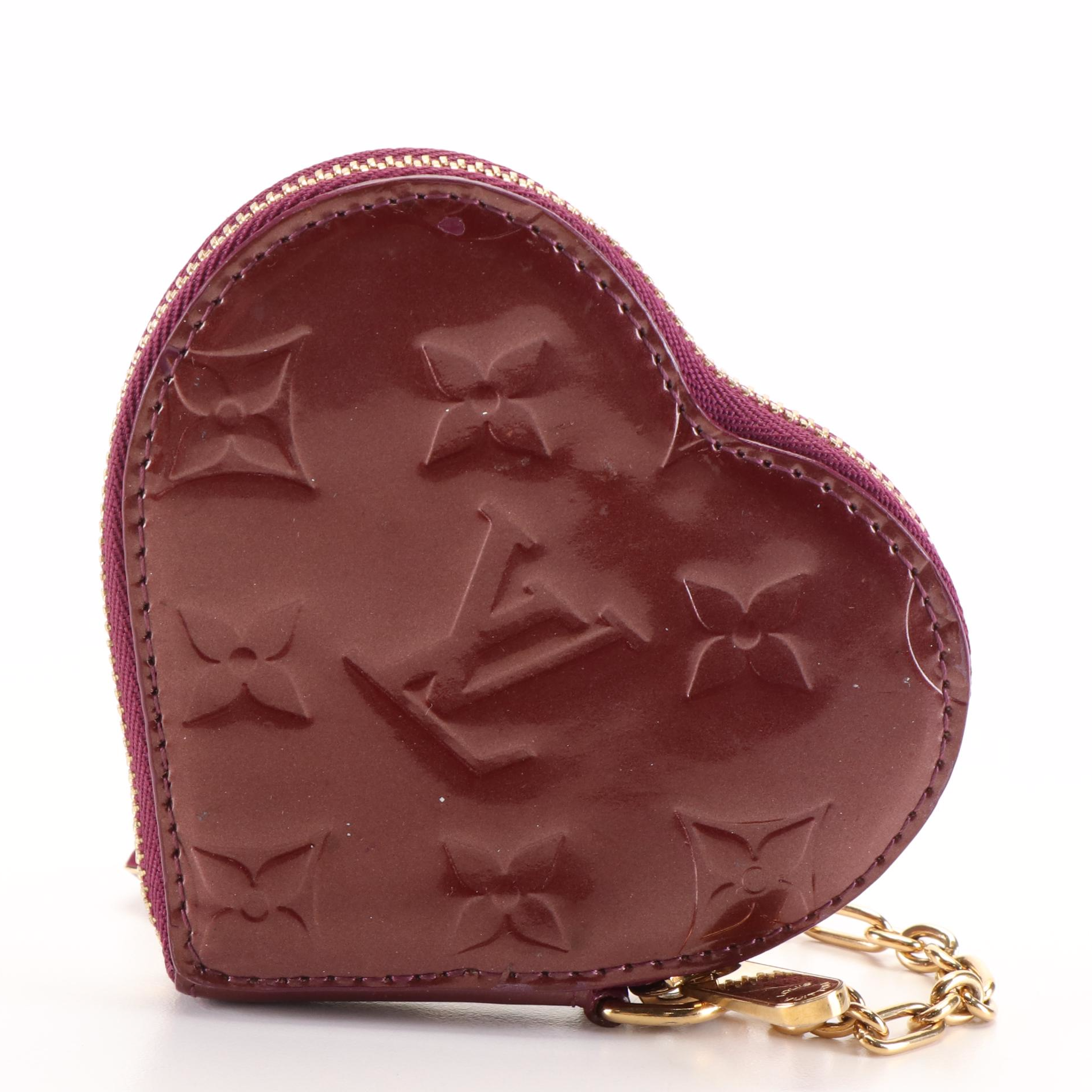 Louis Vuitton Sun Blossom Purple Heart Shaped Coin Purse with Key Chain