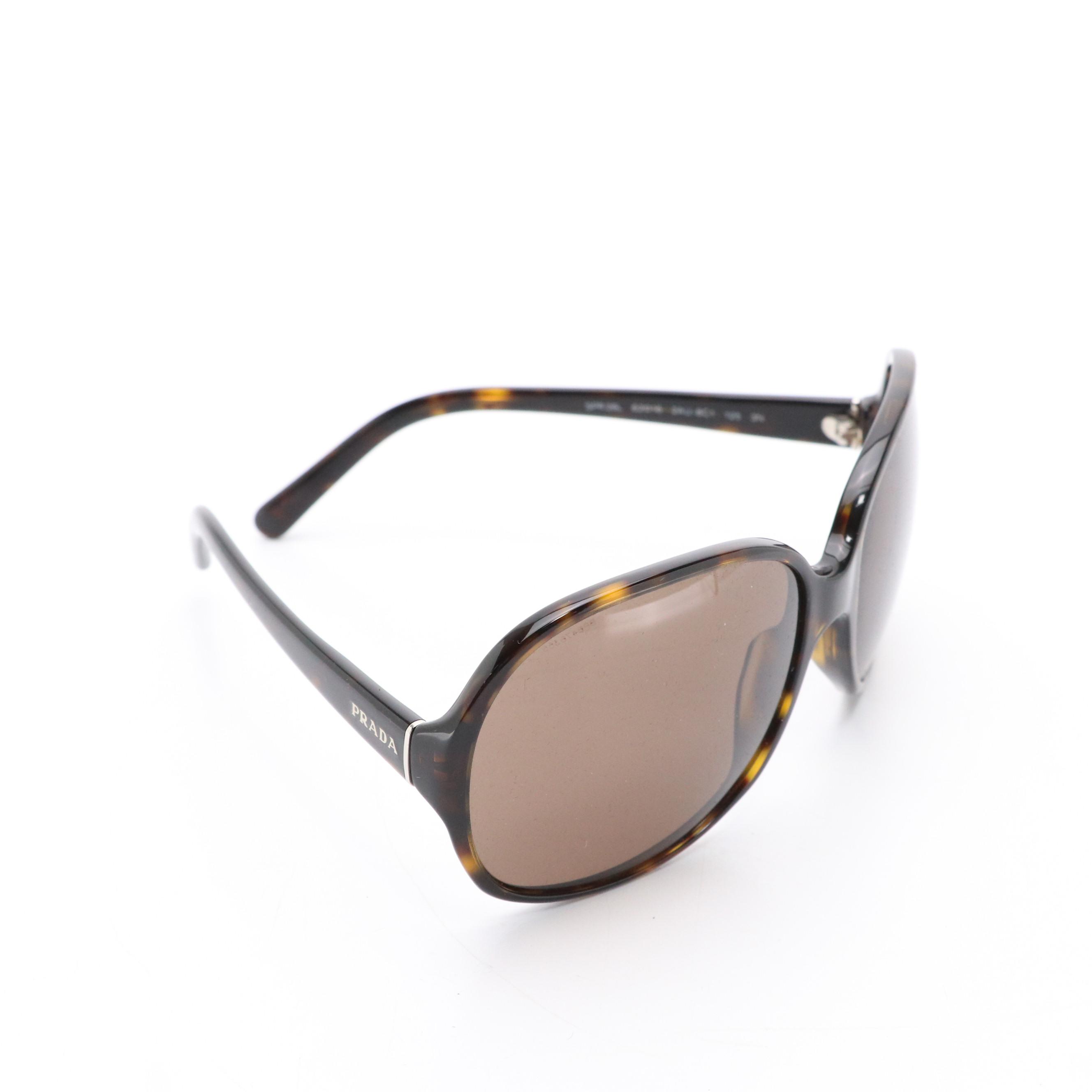 Prada SPR26L Havana Oversized Sunglasses with Case