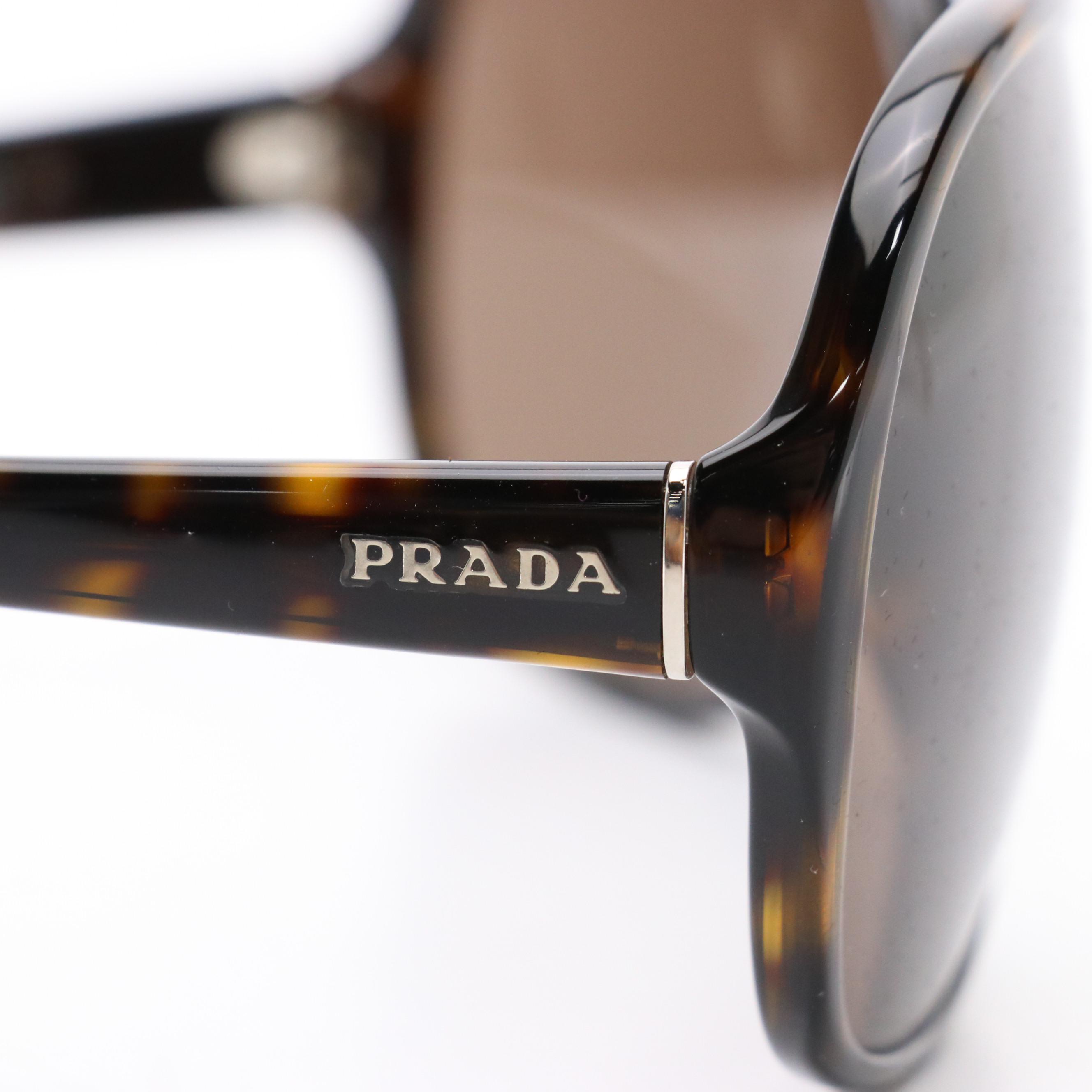 Prada SPR26L Havana Oversized Sunglasses with Case