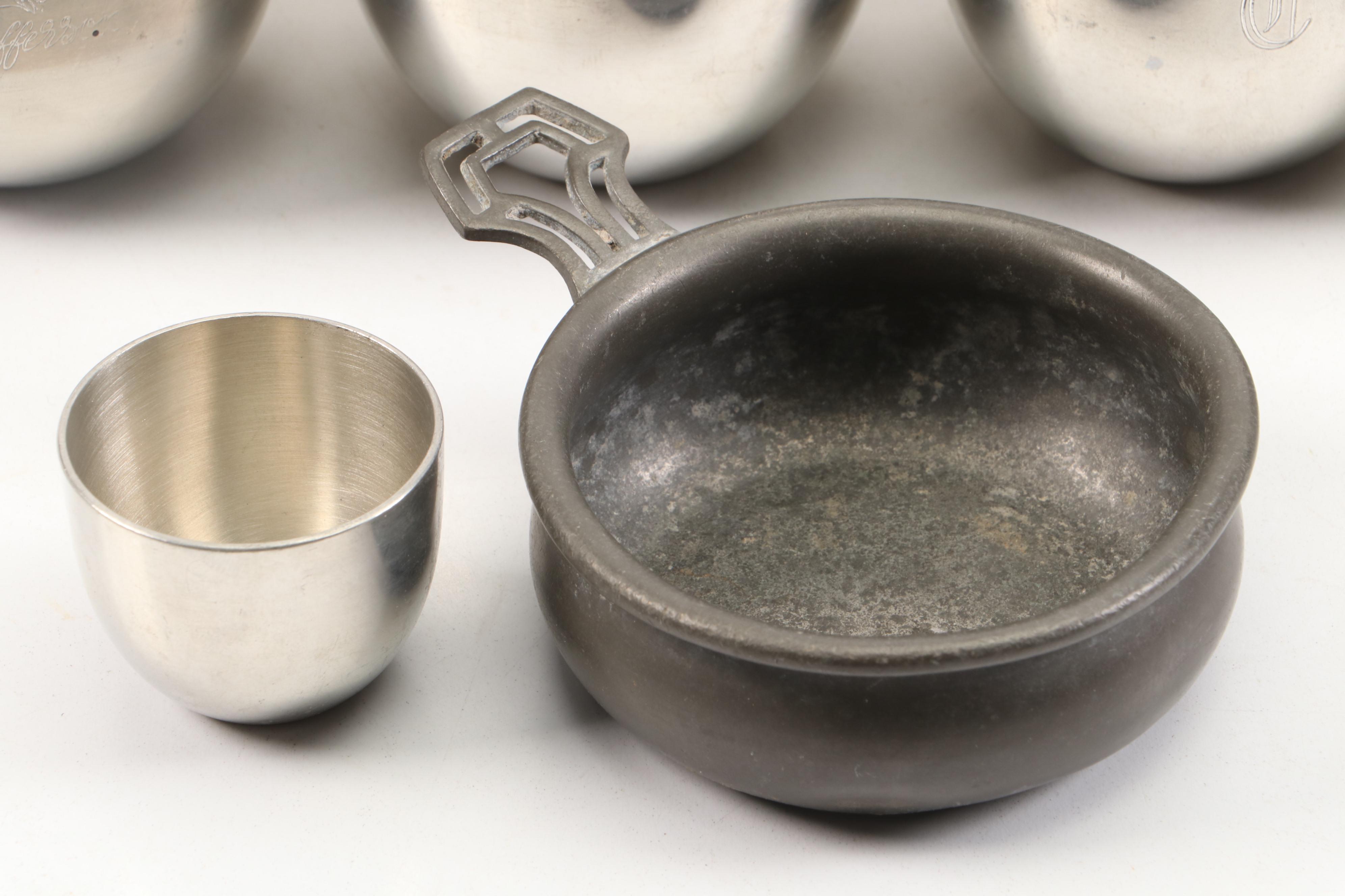 Stieff Pewter Jefferson Cups with Other Candlesticks, Vase and More