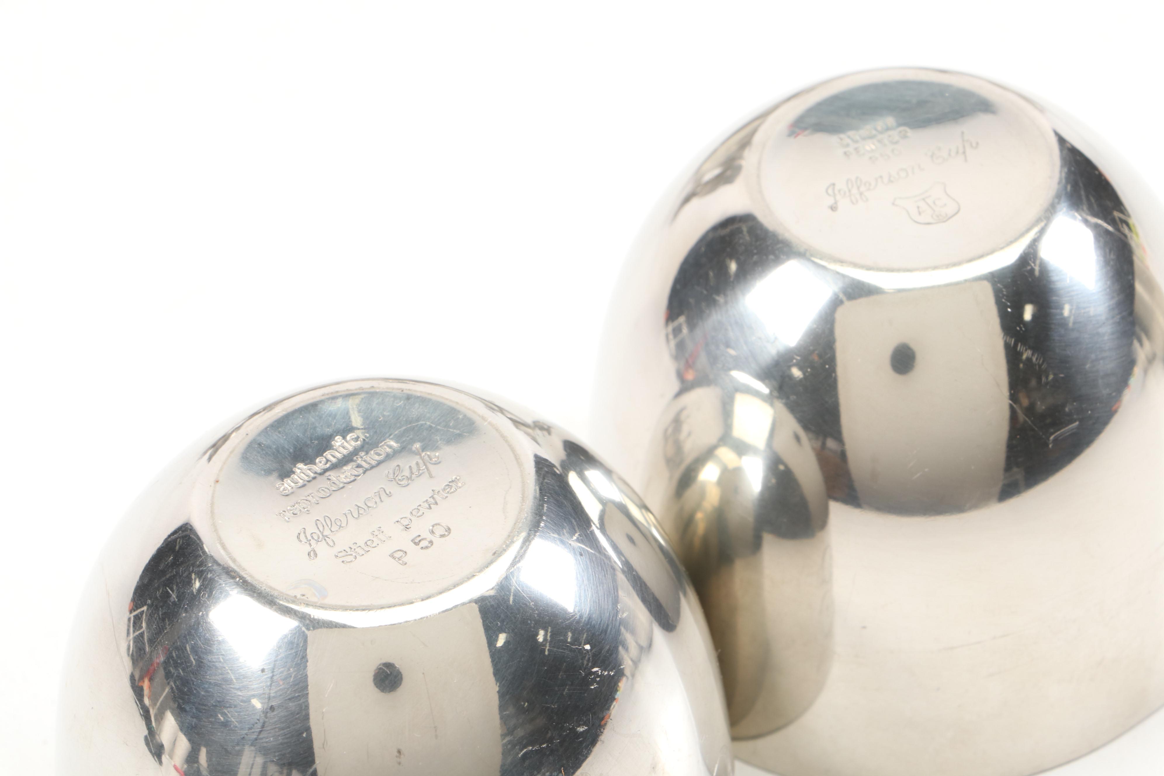 Stieff Pewter Jefferson Cups with Other Candlesticks, Vase and More