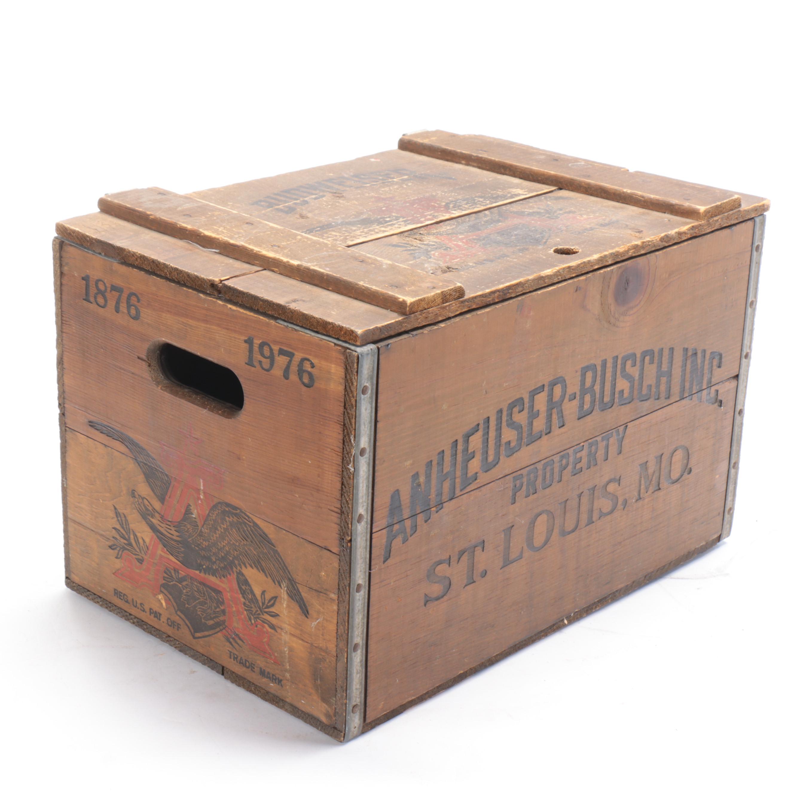 Anheuser-Busch Beer Wooden Commemorative Crate, 1976
