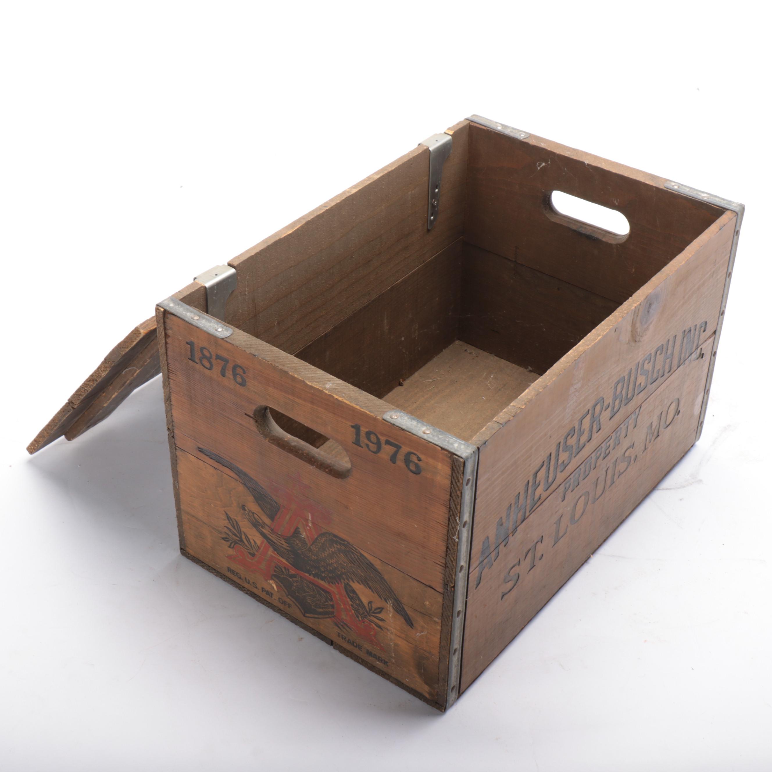 Anheuser-Busch Beer Wooden Commemorative Crate, 1976