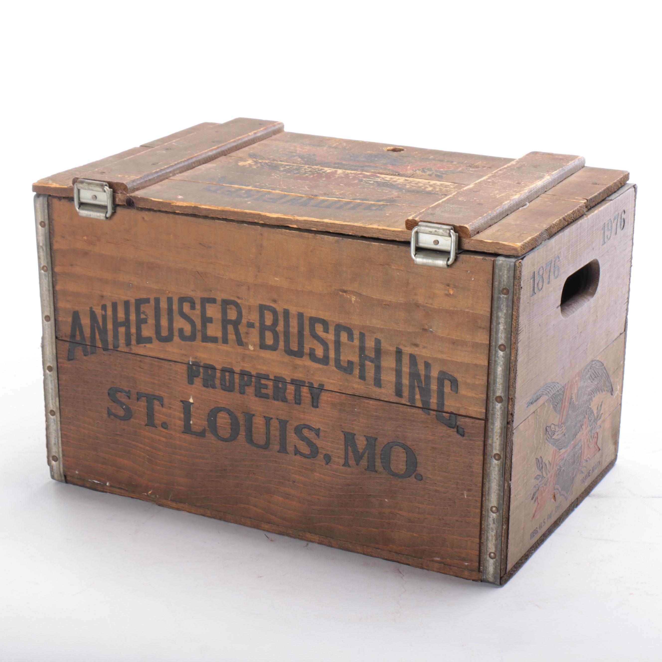 Anheuser-Busch Beer Wooden Commemorative Crate, 1976