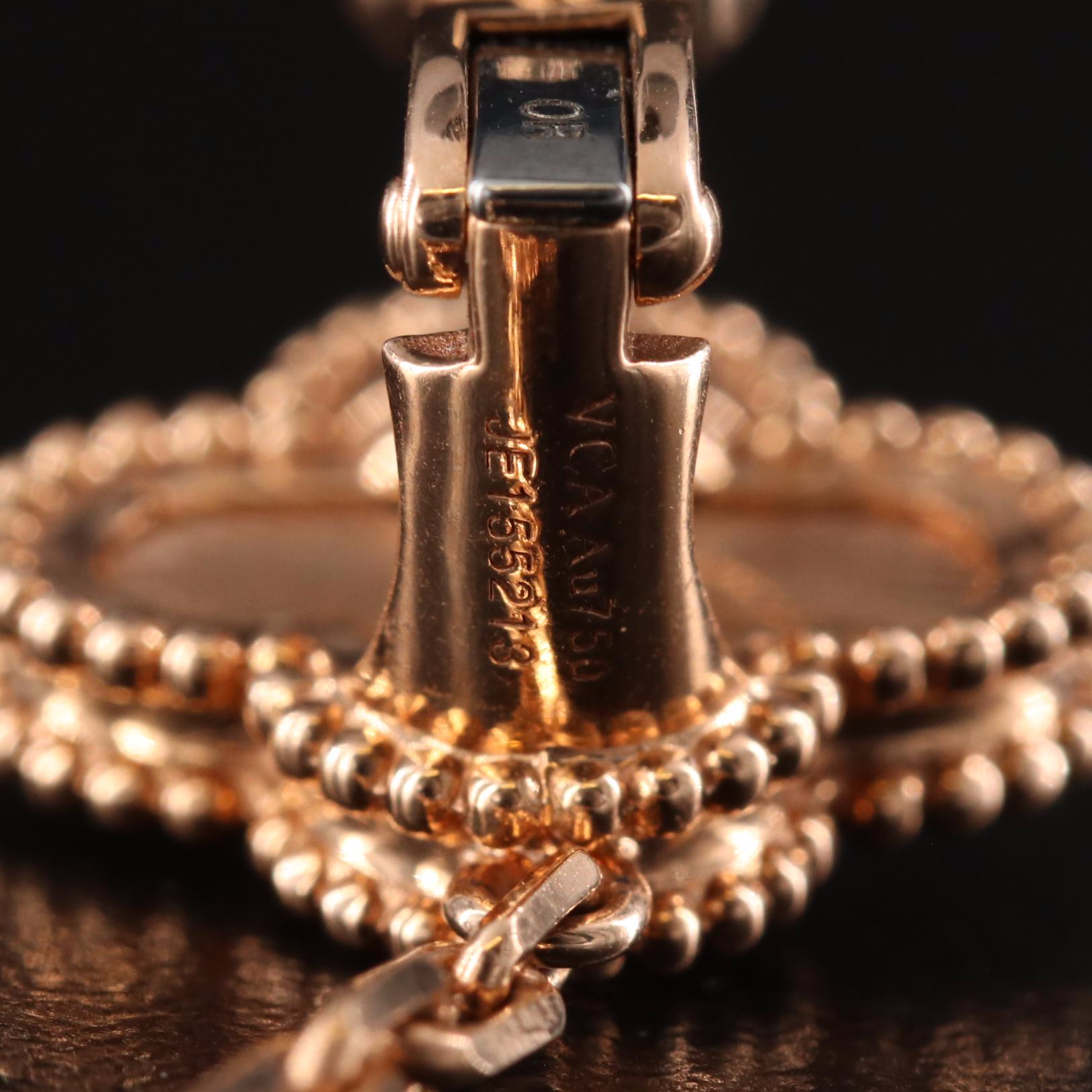 Van Cleef & Arpels Alhambra Two Motifs 18K Rose Gold Carnelian Earrings