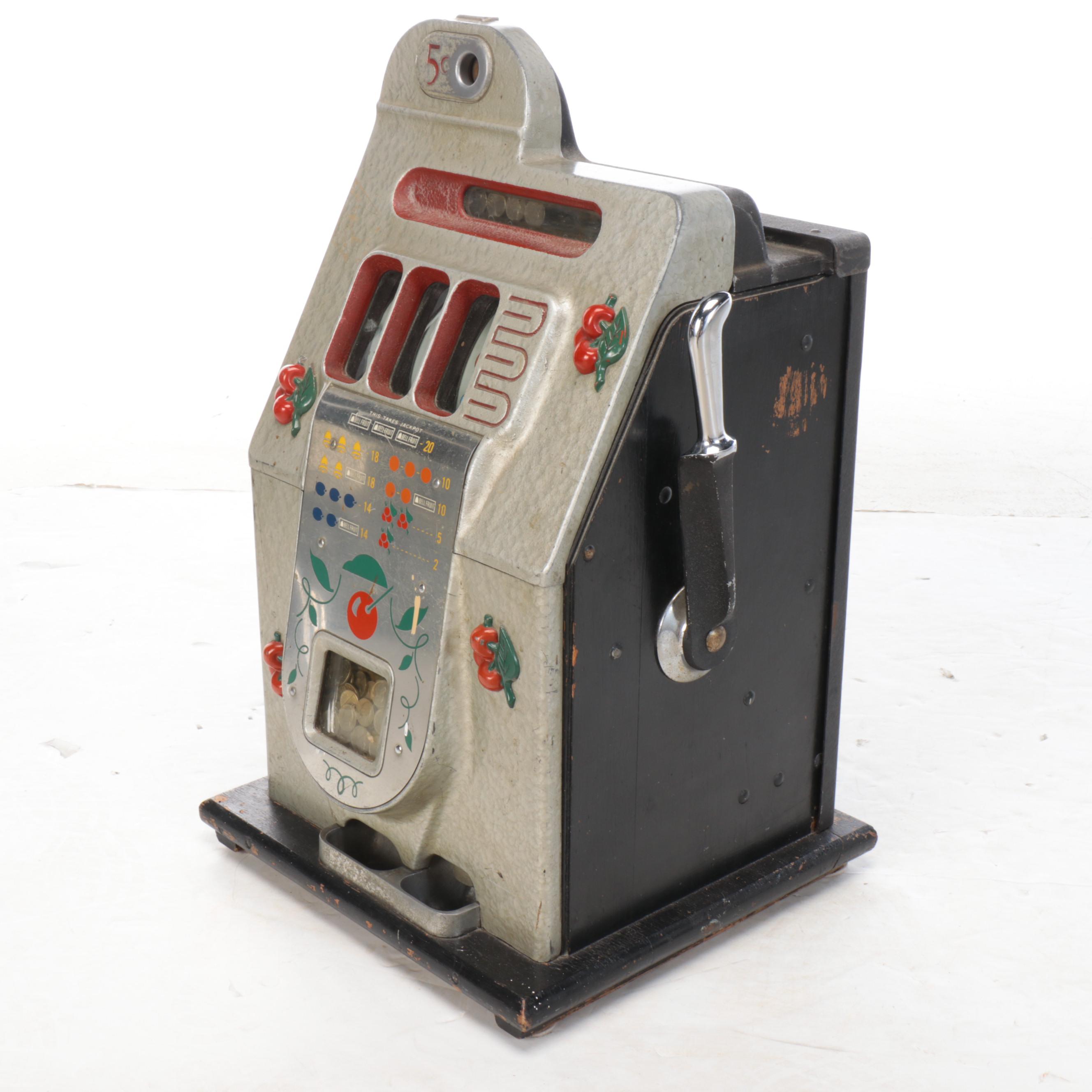 Mills Cherry Slant Front 5 Cent Slot Machine, Mid-20th Century