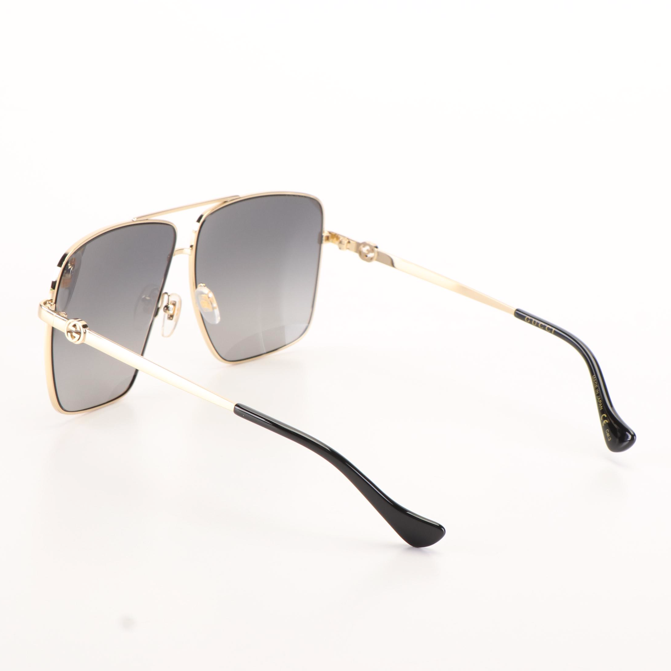 Gucci GG 1087S Aviator Sunglasses with  Gold Frames and Grey Lenses
