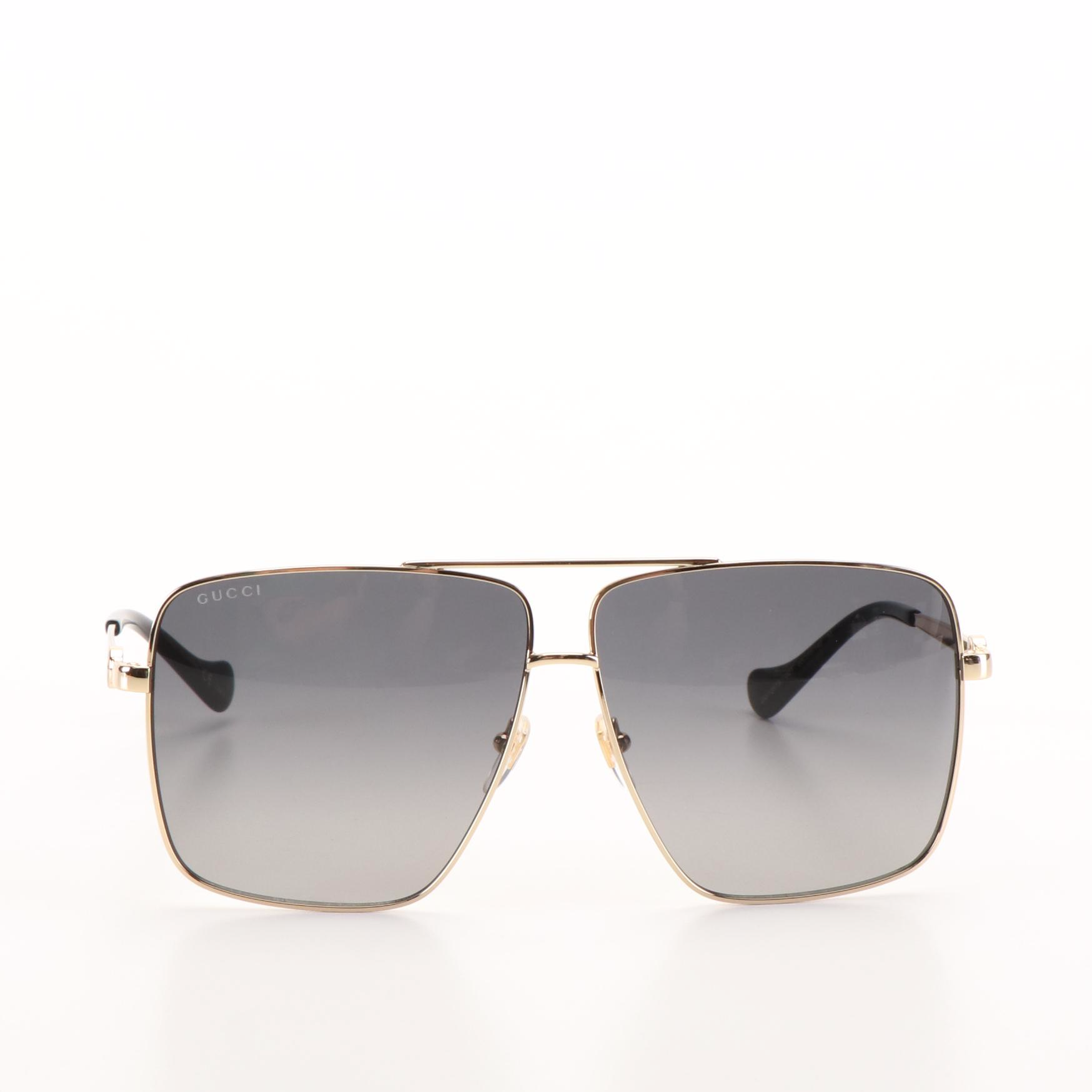 Gucci GG 1087S Aviator Sunglasses with  Gold Frames and Grey Lenses