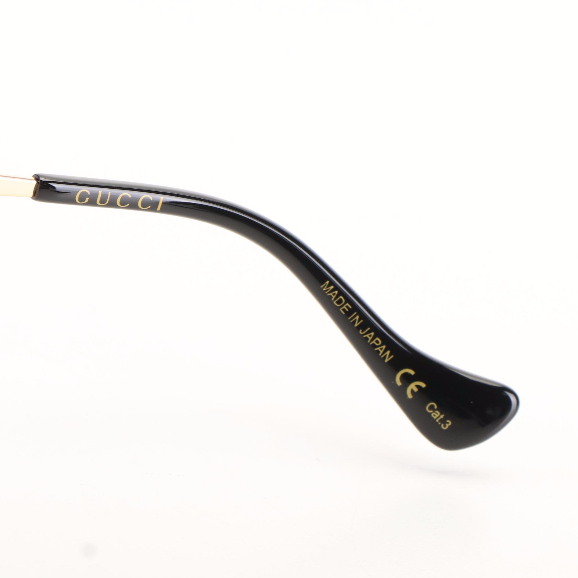 Gucci GG 1087S Aviator Sunglasses with  Gold Frames and Grey Lenses