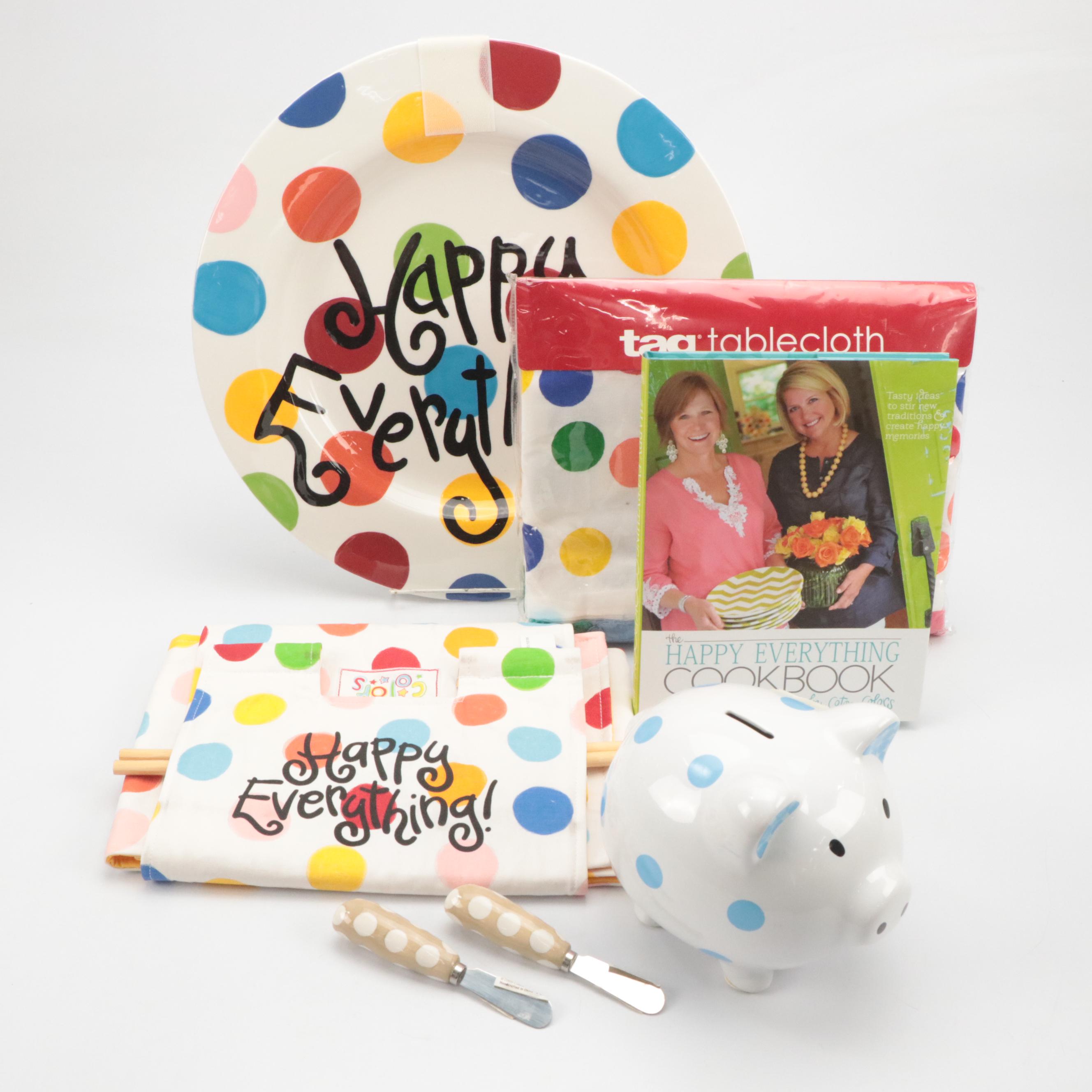 Coton Colors "Happy Everything" Platter, Serving Pieces, Bank, and Cookbook