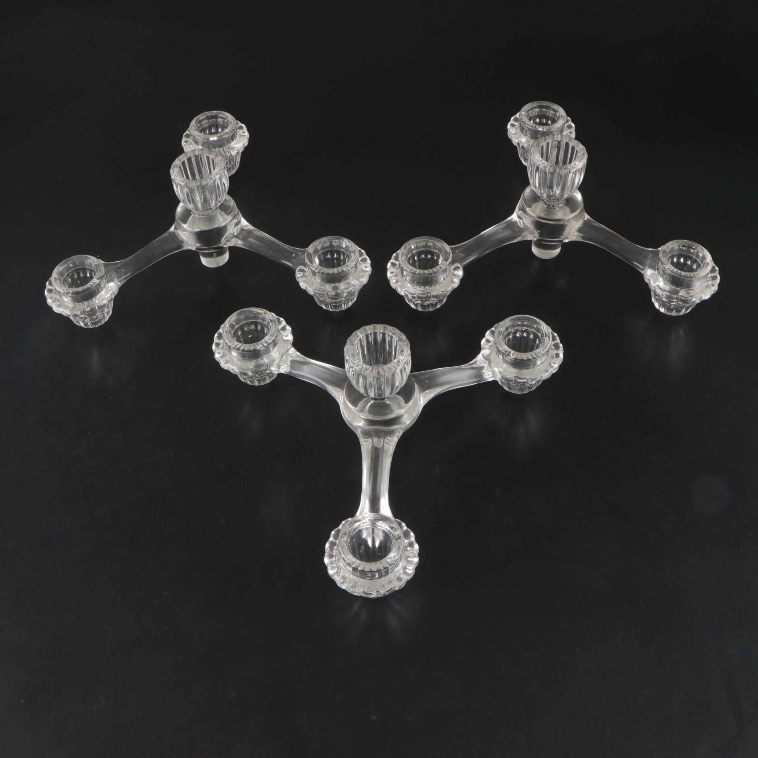 Cambridge Style Glass Epergne Candelabra Pieces and Other Glass Bobeches
