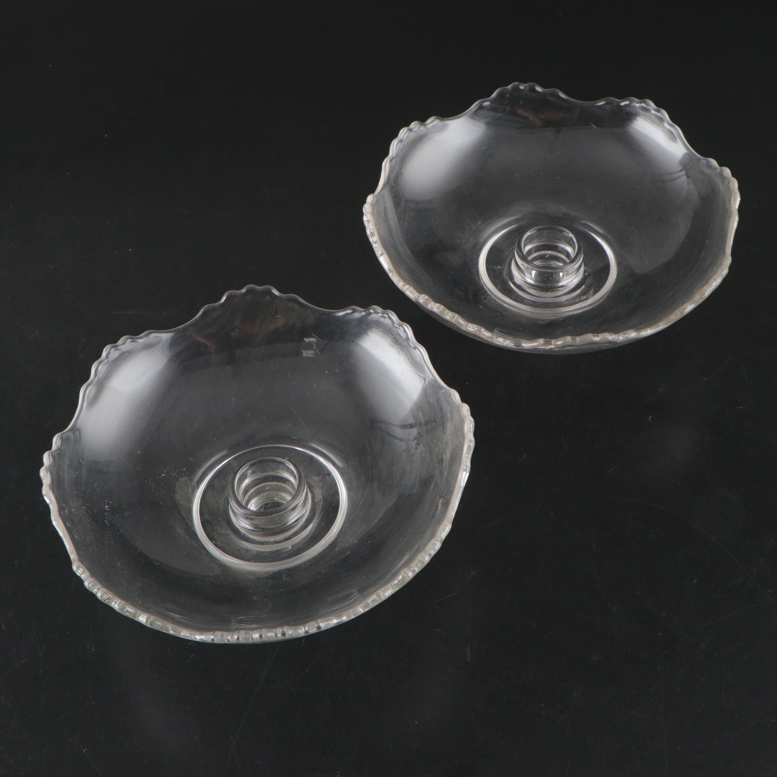 Cambridge Style Glass Epergne Candelabra Pieces and Other Glass Bobeches