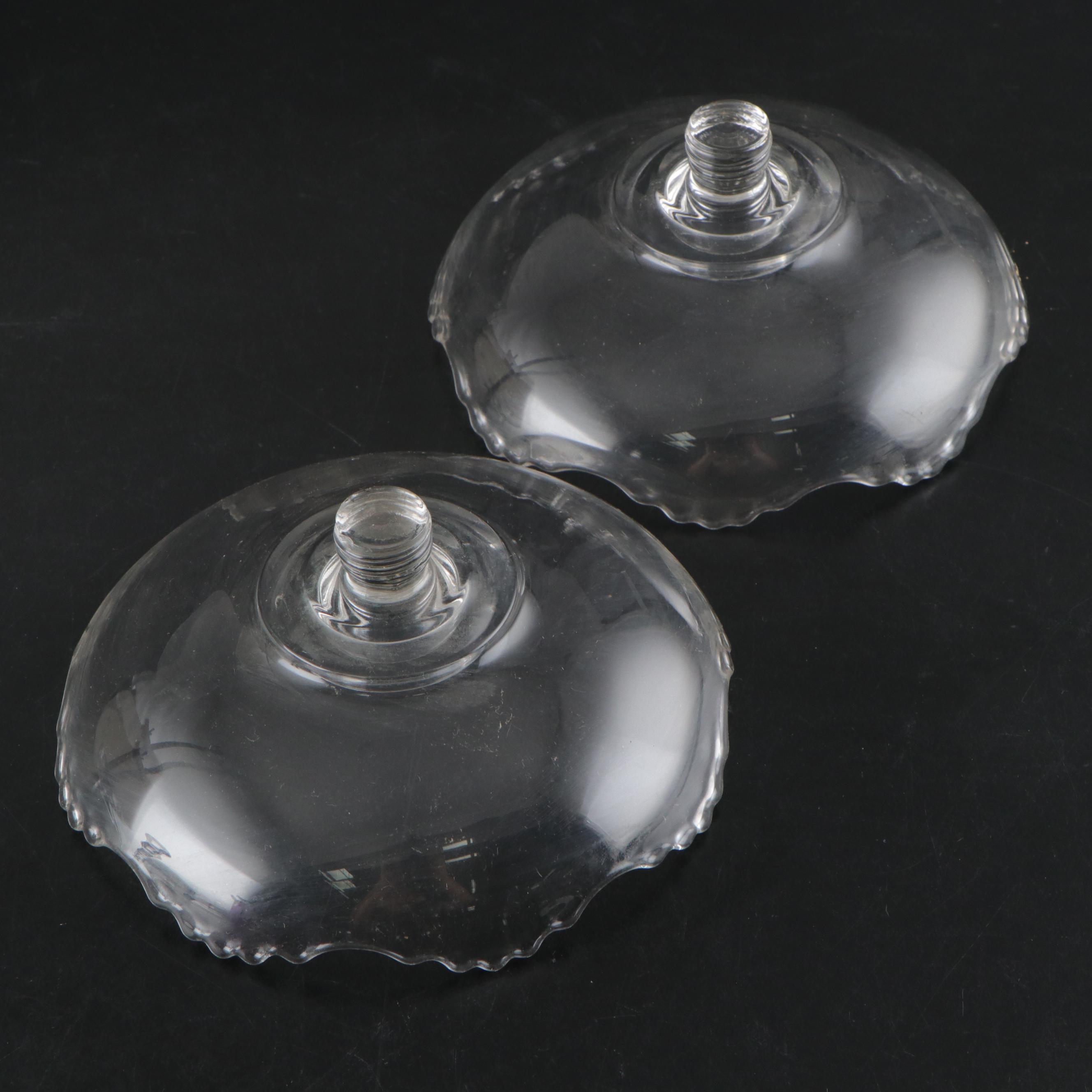 Cambridge Style Glass Epergne Candelabra Pieces and Other Glass Bobeches