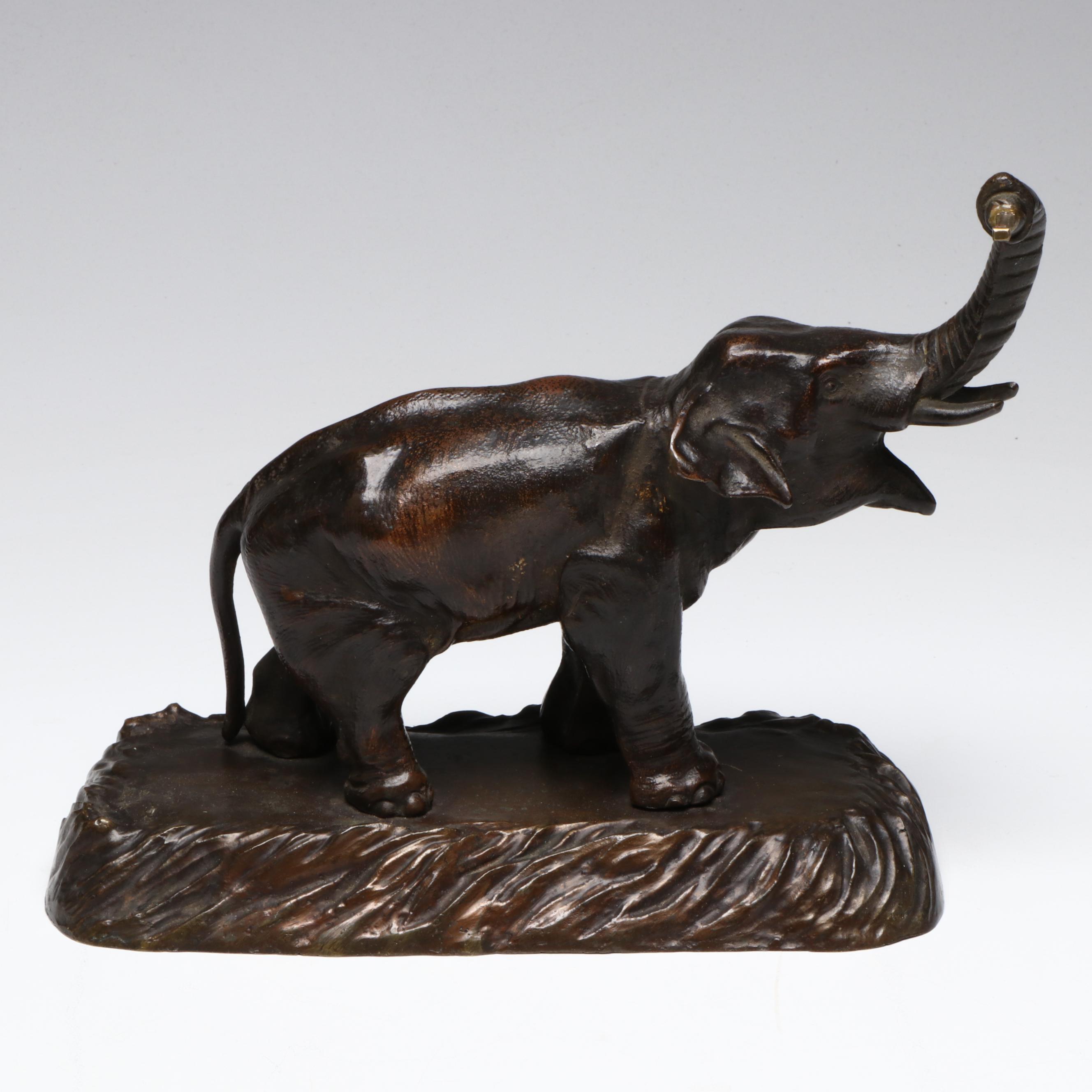 Junghans Style Bronze Elephant Swinger Mantel Clock