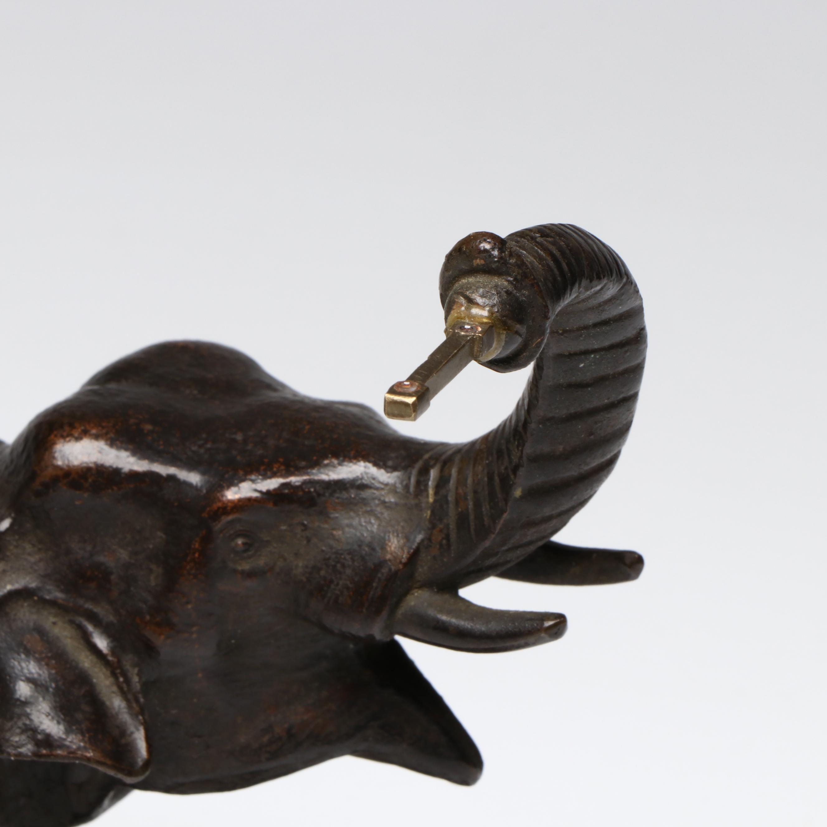 Junghans Style Bronze Elephant Swinger Mantel Clock