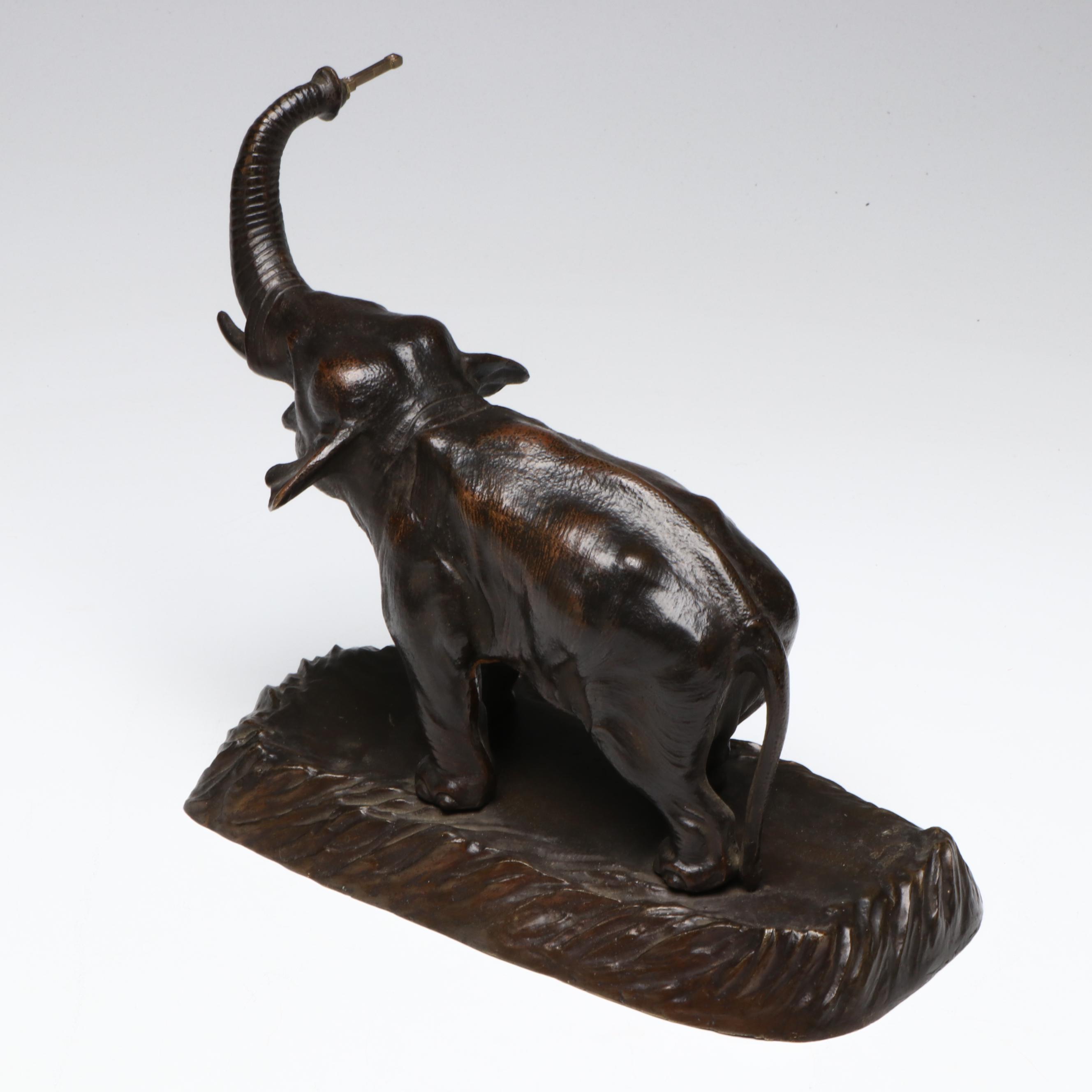 Junghans Style Bronze Elephant Swinger Mantel Clock