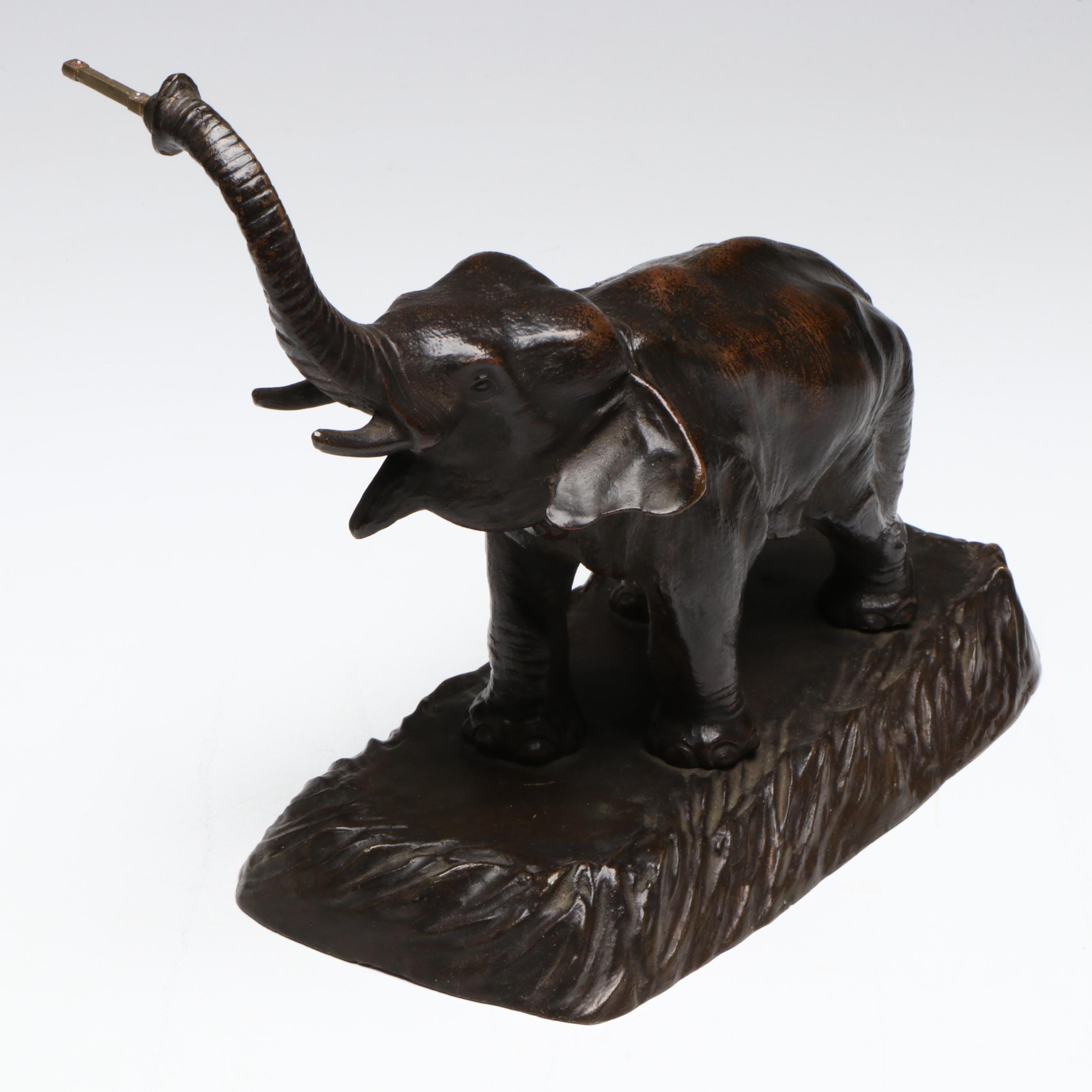 Junghans Style Bronze Elephant Swinger Mantel Clock