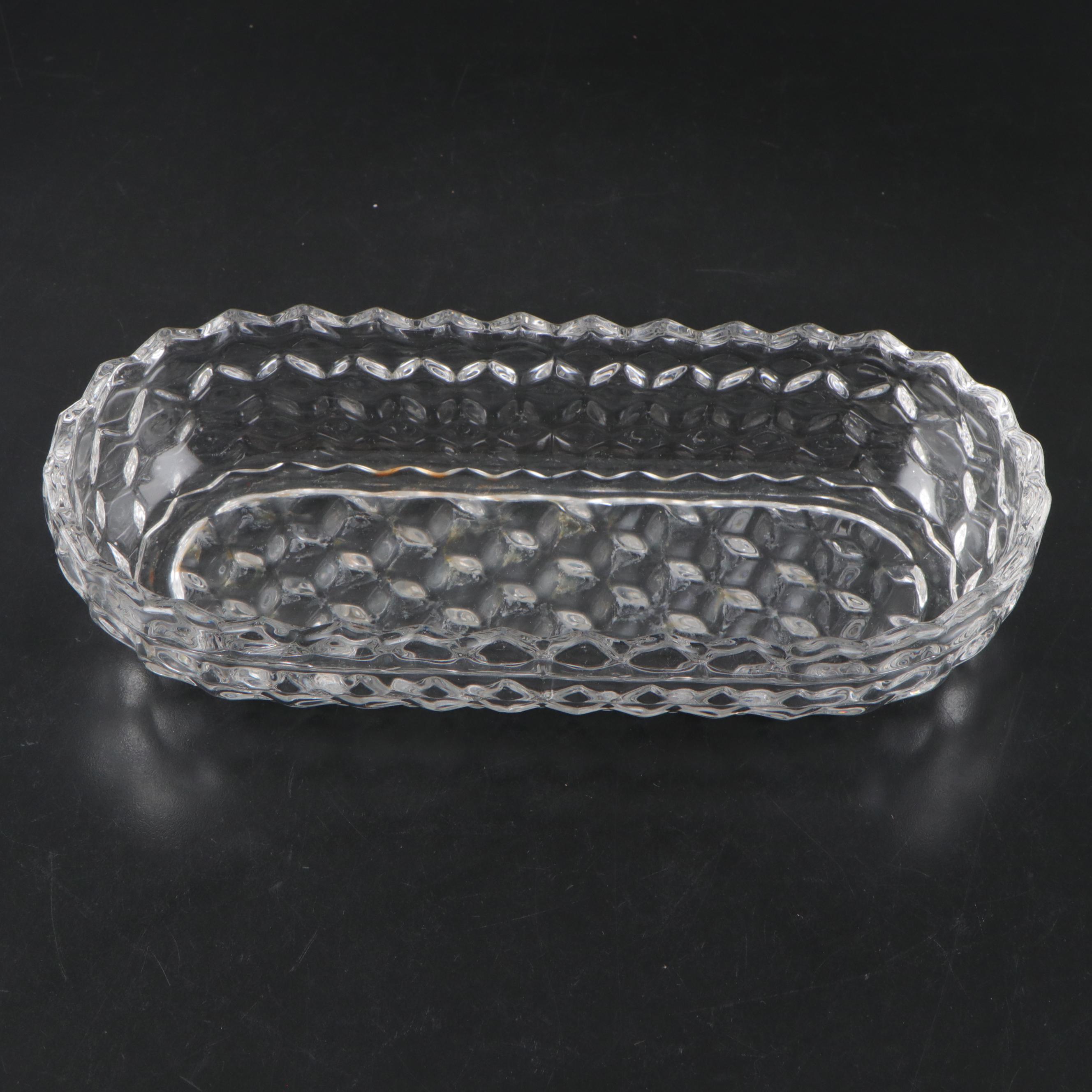 Fostoria "American Clear" Glass Bonbon Bowl, Oval Celery, and More Tableware
