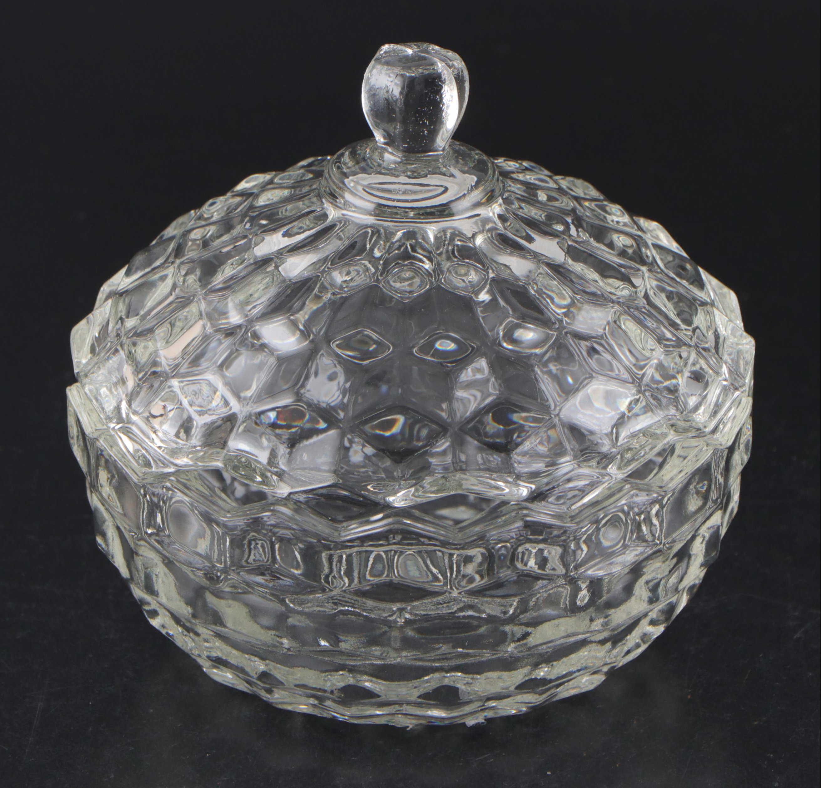 Fostoria "American Clear" Glass Bonbon Bowl, Oval Celery, and More Tableware