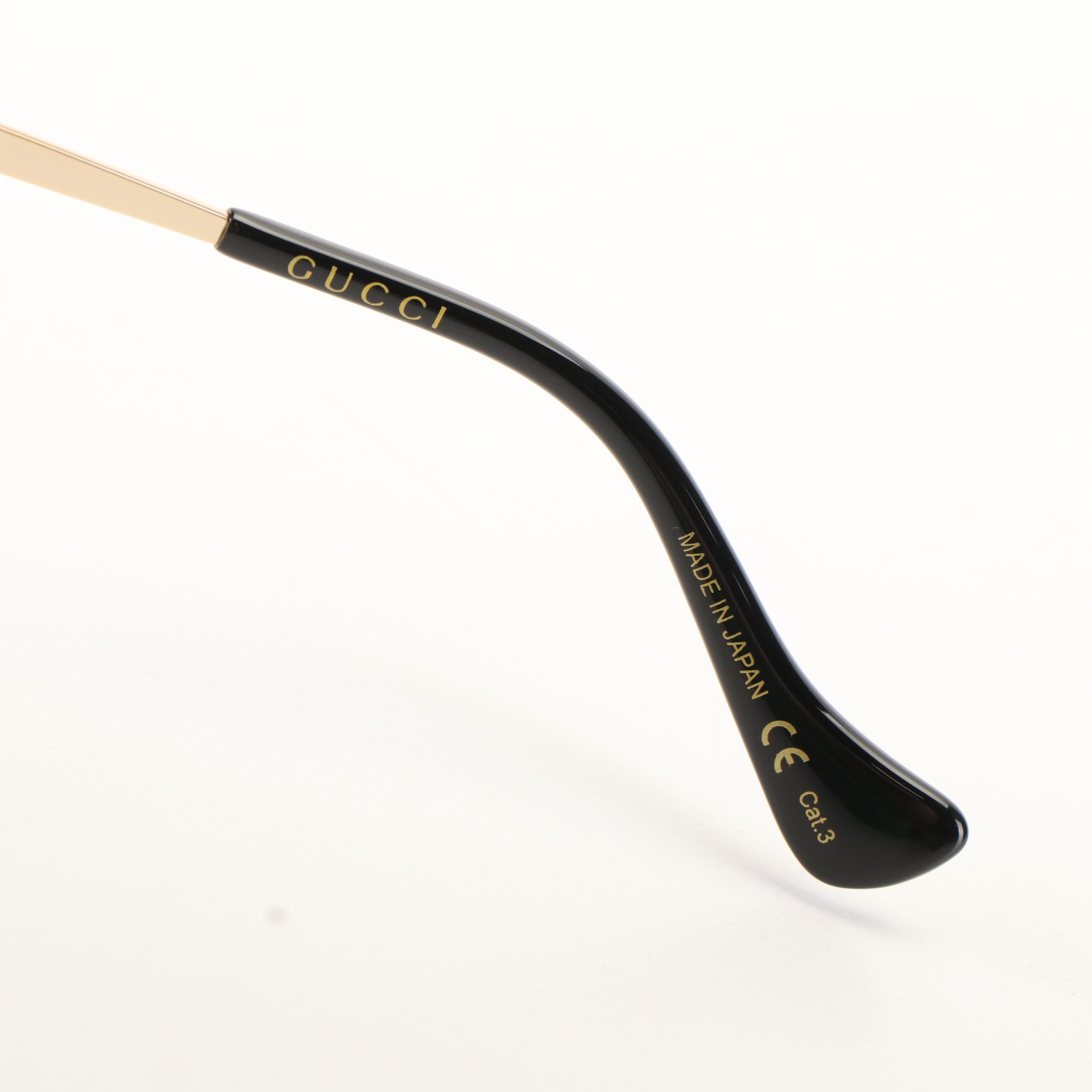 Gucci GG 1087S Aviator Sunglasses with Gold Frames and Grey Lenses