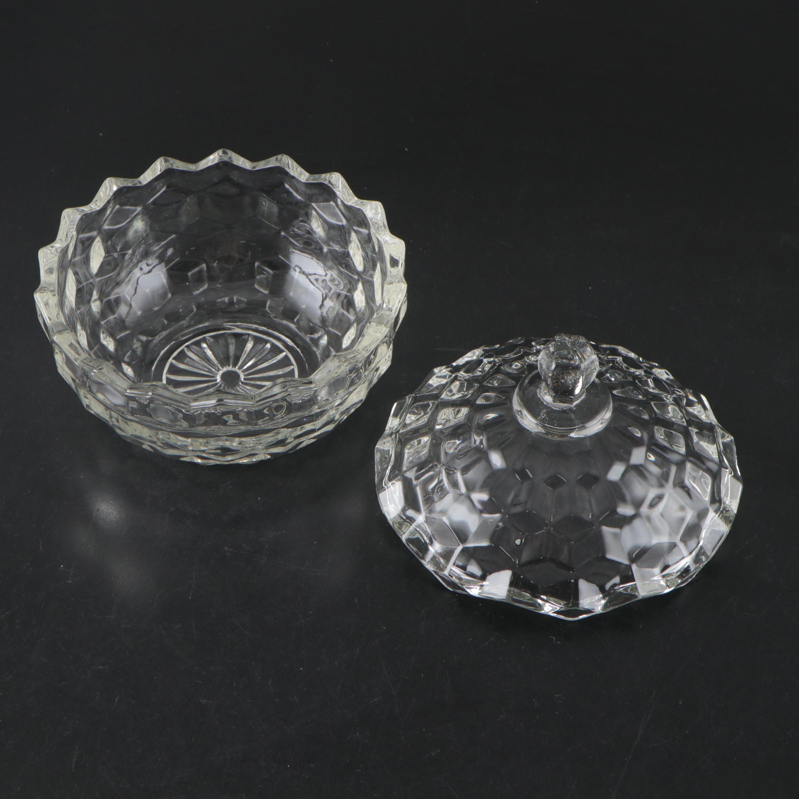 Fostoria "American Clear" Glass Bonbon Bowl, Oval Celery, and More Tableware