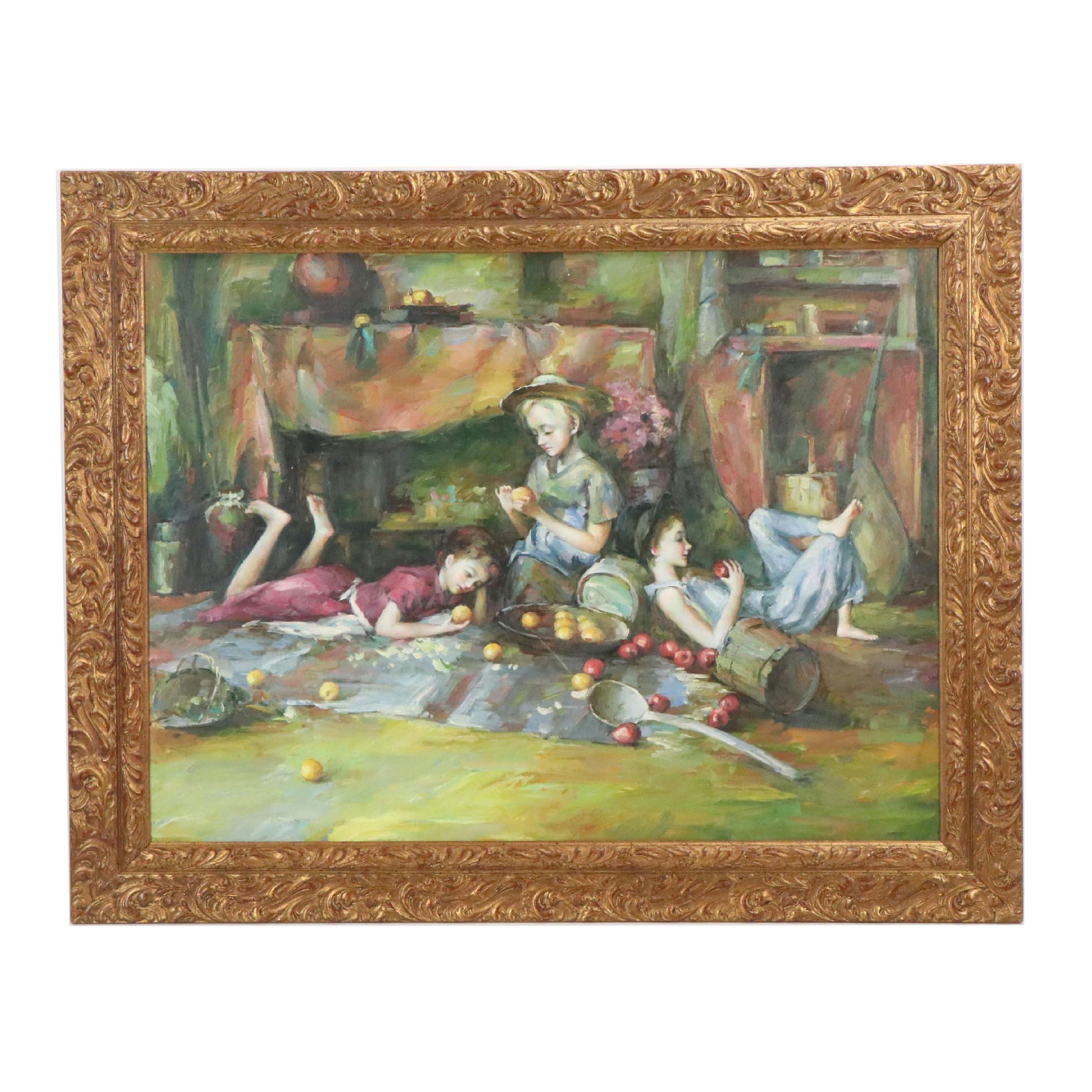 Oil Painting After Morgan Weistling "Apples and Oranges"