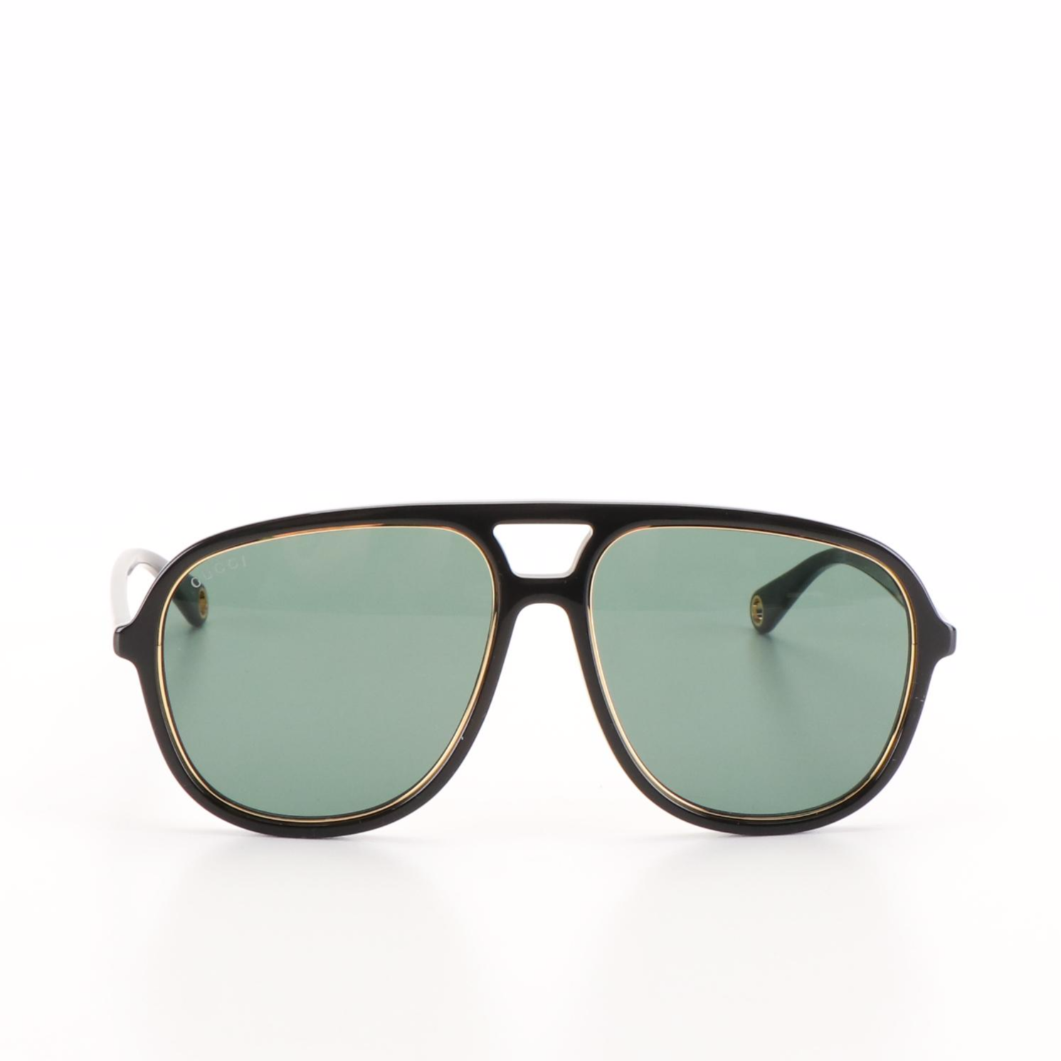 Gucci GG 1077S Black Frames and Green Lenses Aviator Sunglasses