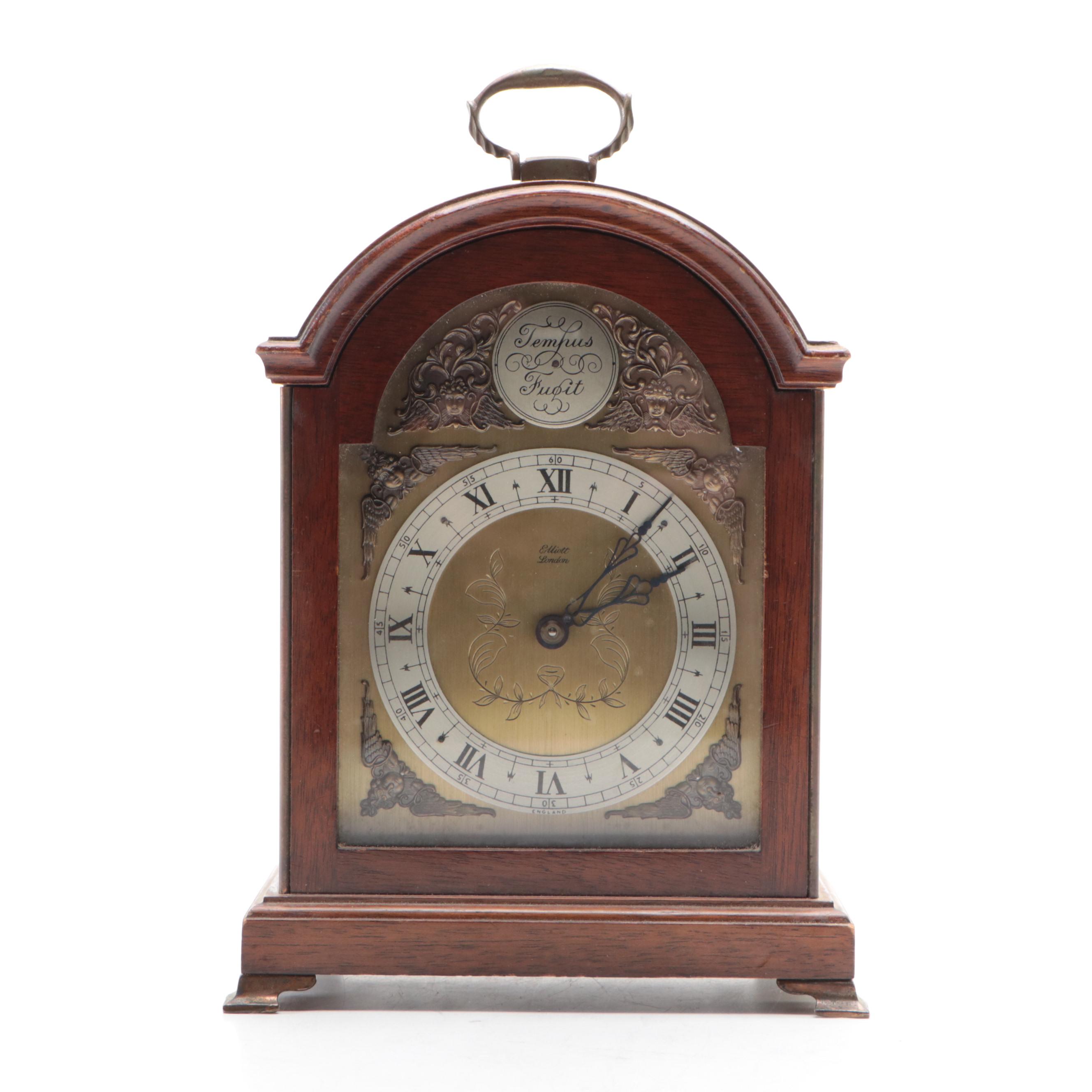 Bombay Company Wooden Jewelry Box with Elliott English Clock, Late 20th Century